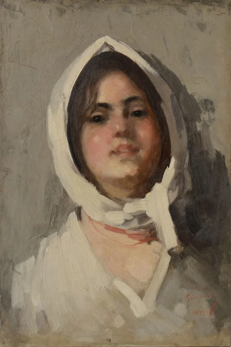 Portret de tânără cu basma, by Nicolae Grigorescu, unspecified, 1895