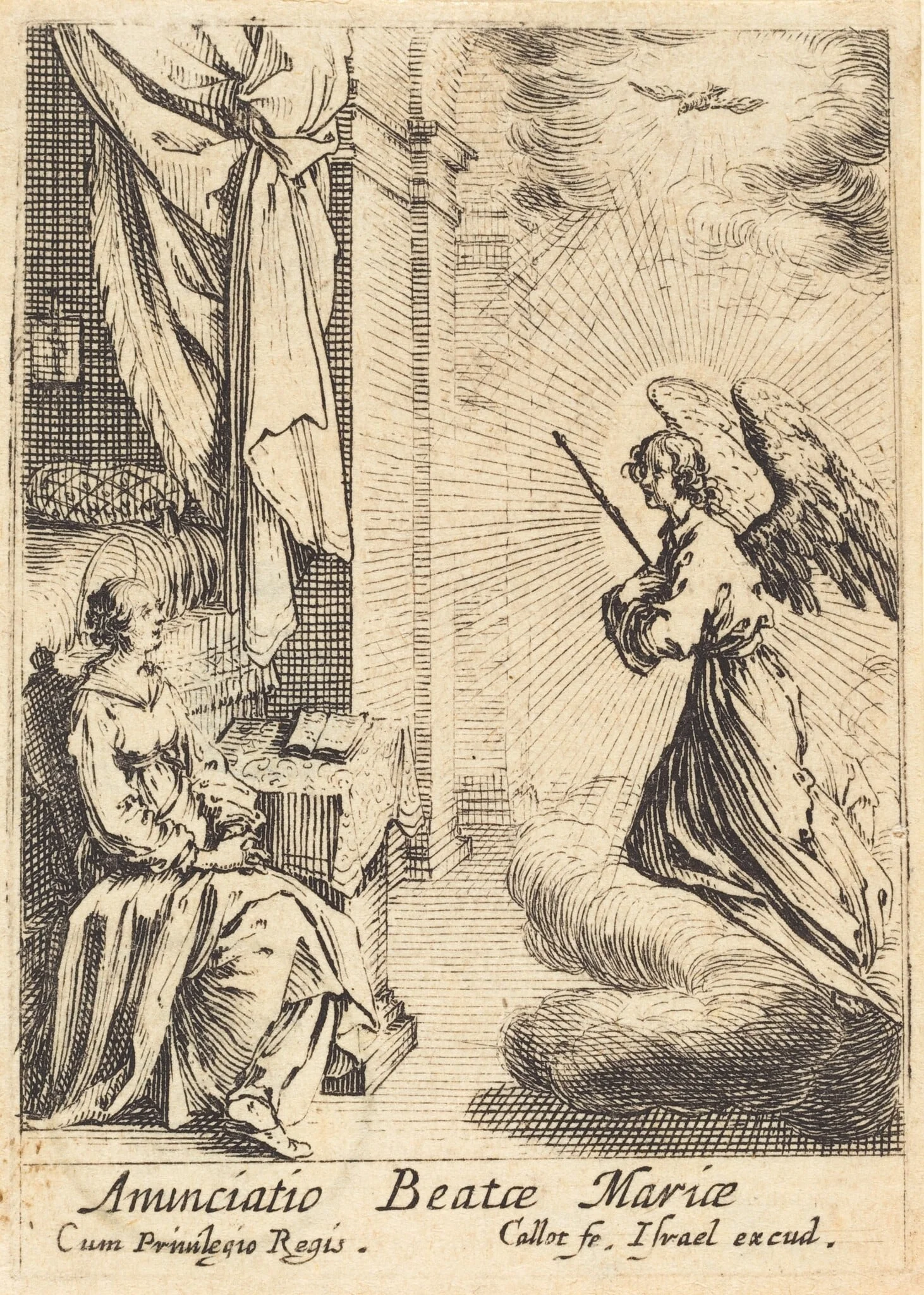 The Annunciation, by Jacques Callot, ink, 1634