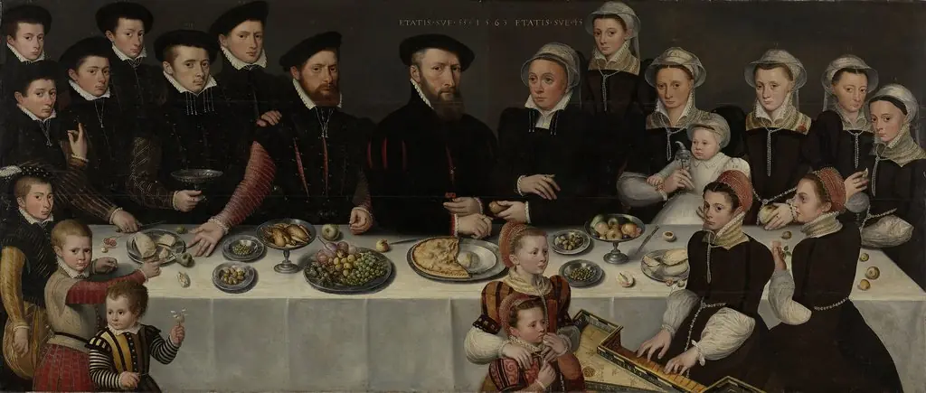 Portrait of Pierre de Moucheron (1508-1567) and Isabeau de Gerbier, their 18 children, son-in-law Allard de la Dale and first grandchild