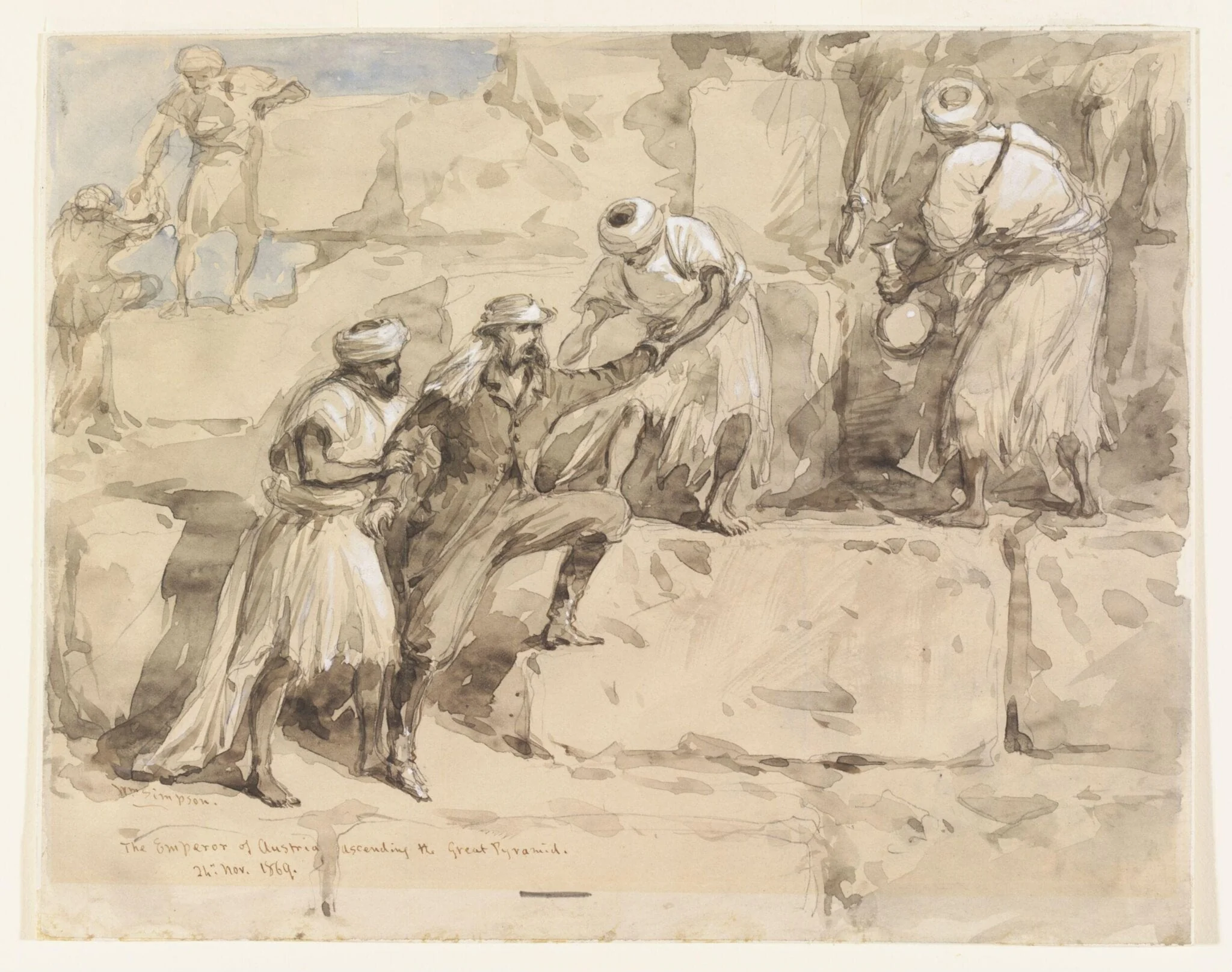 The Emperor of Austria ascending the Great Pyramid