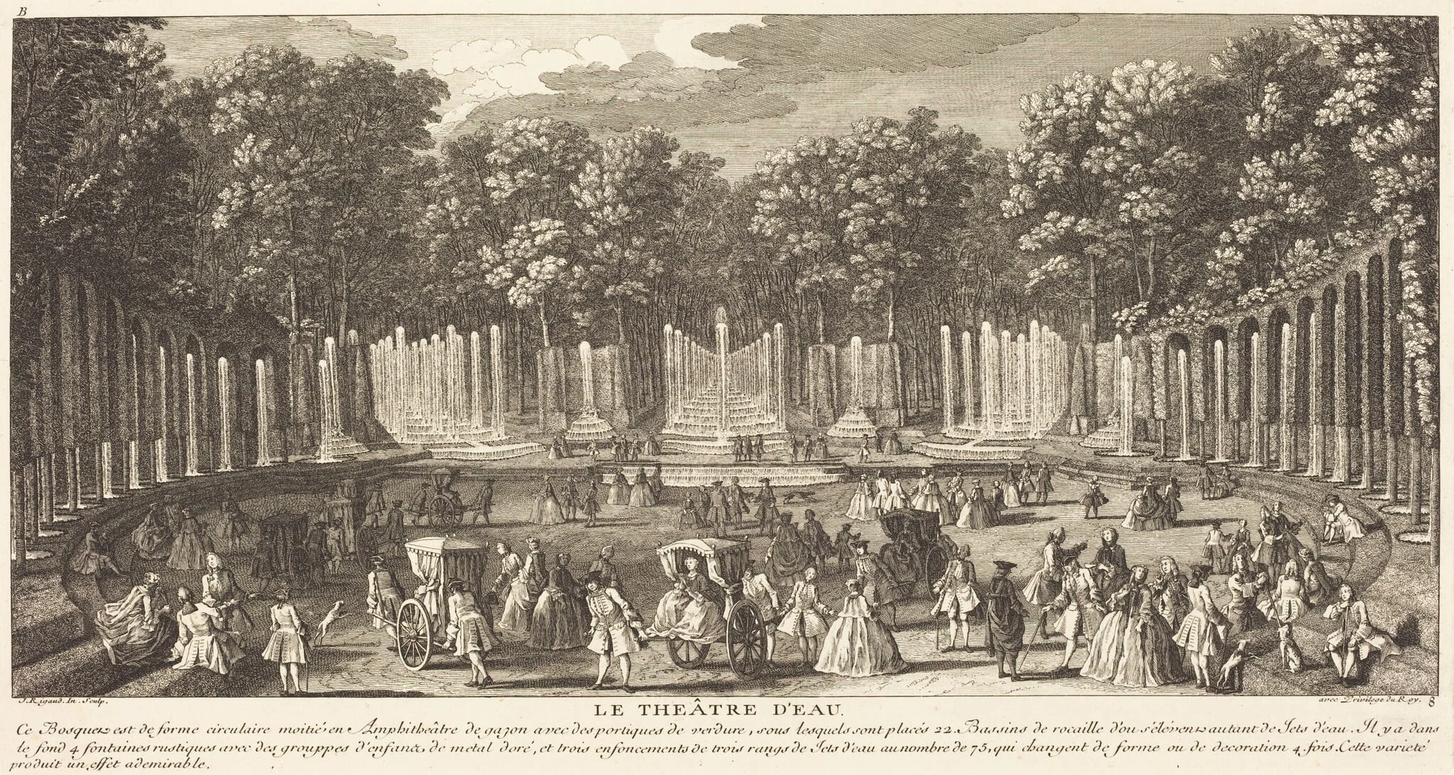 Le Théâtre d'Eau, by Jean-Baptiste Rigaud, ink, 1746