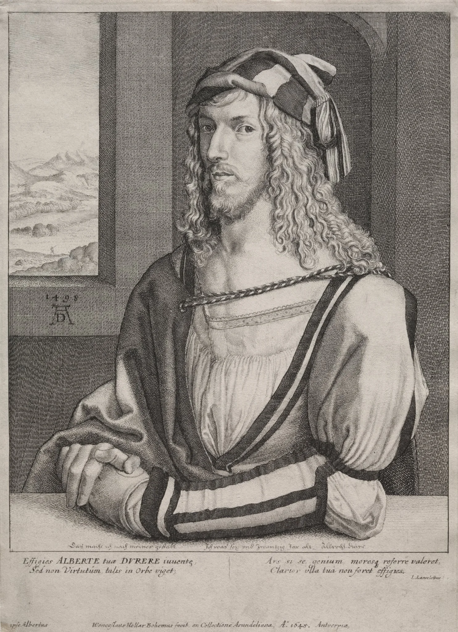 Portrait of Albrecht Dürer, at the age of 26, by Wenceslaus Hollar, 1645