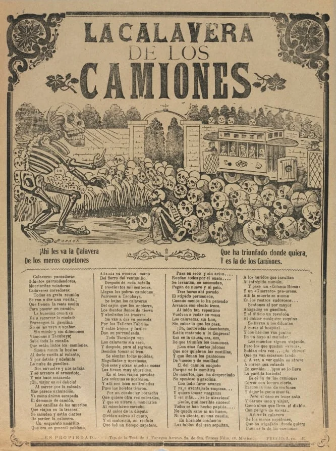 The Skeleton of the Buses, by José Guadalupe Posada, 1905