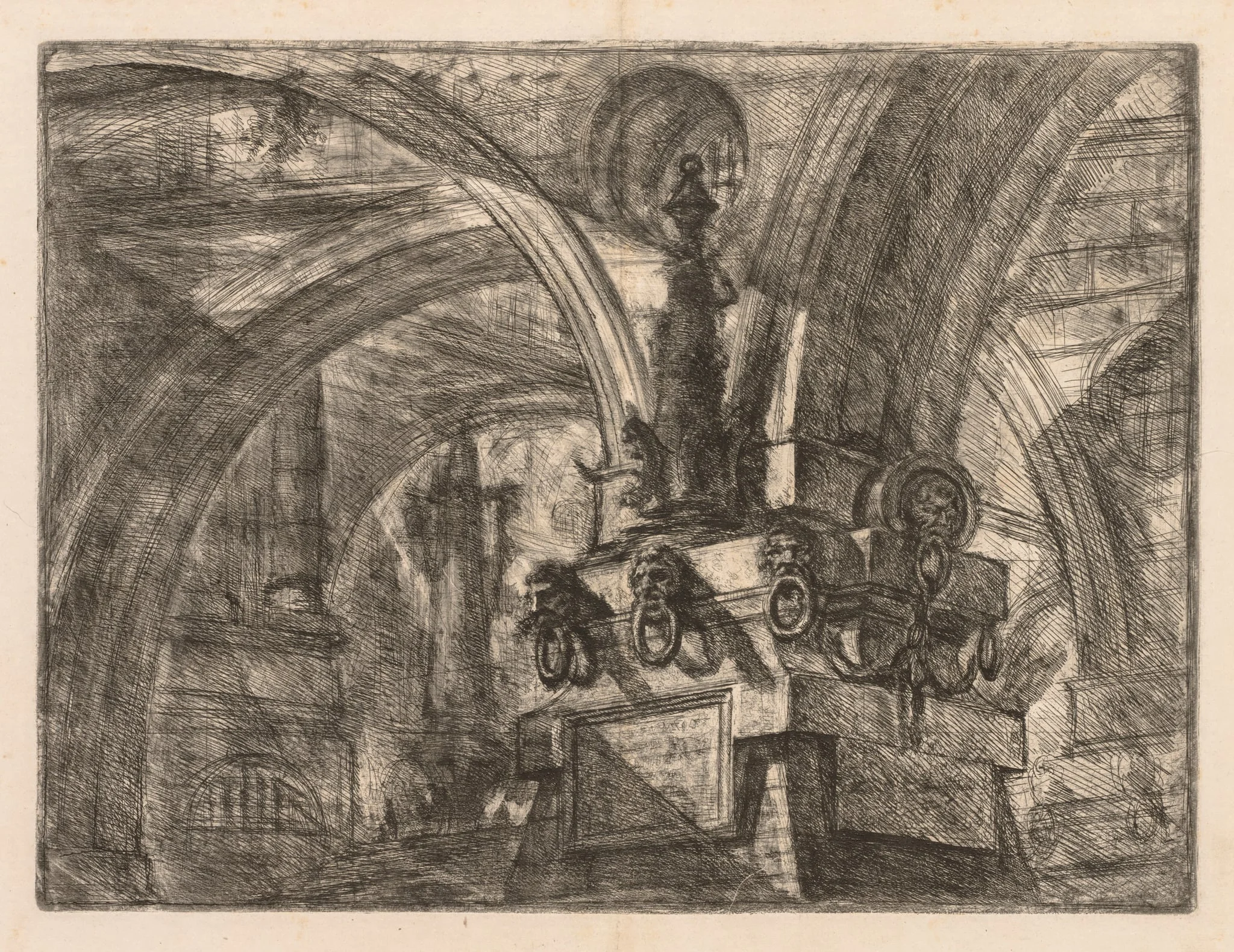 The Prisons:  Round Arches Springing from a Square Column, by Giovanni Battista Piranesi, 1748