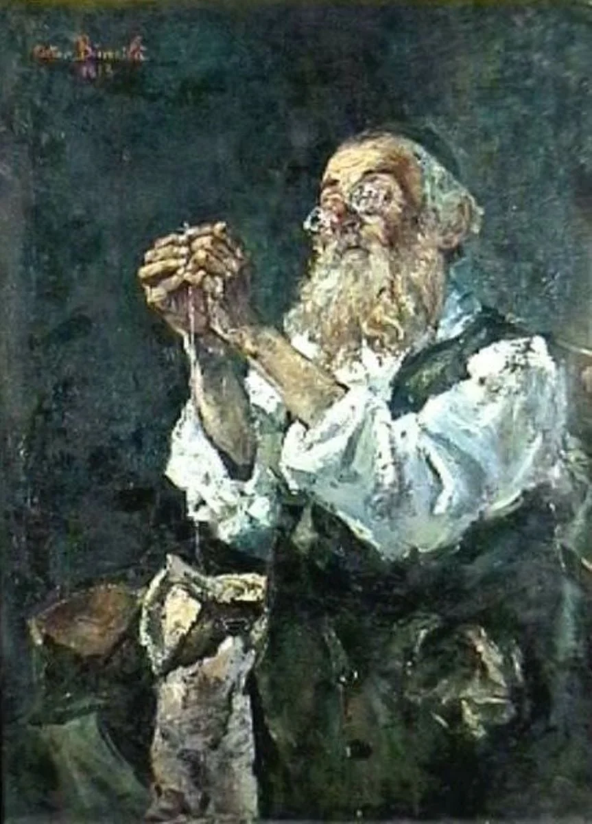 Bătrân croitor, by Octav Băncilă, unspecified, 1913