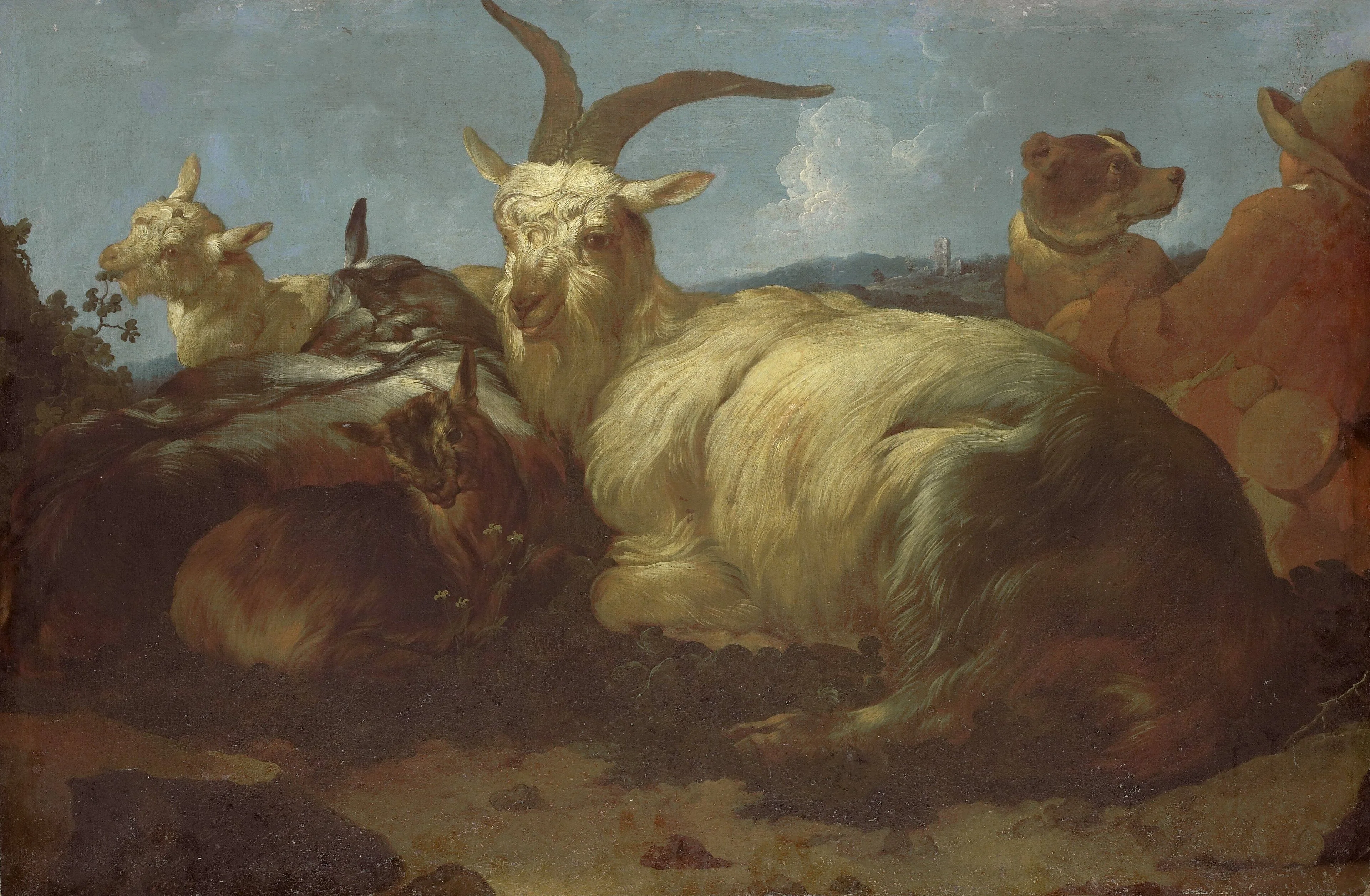 A Goatherd Watching his Animals