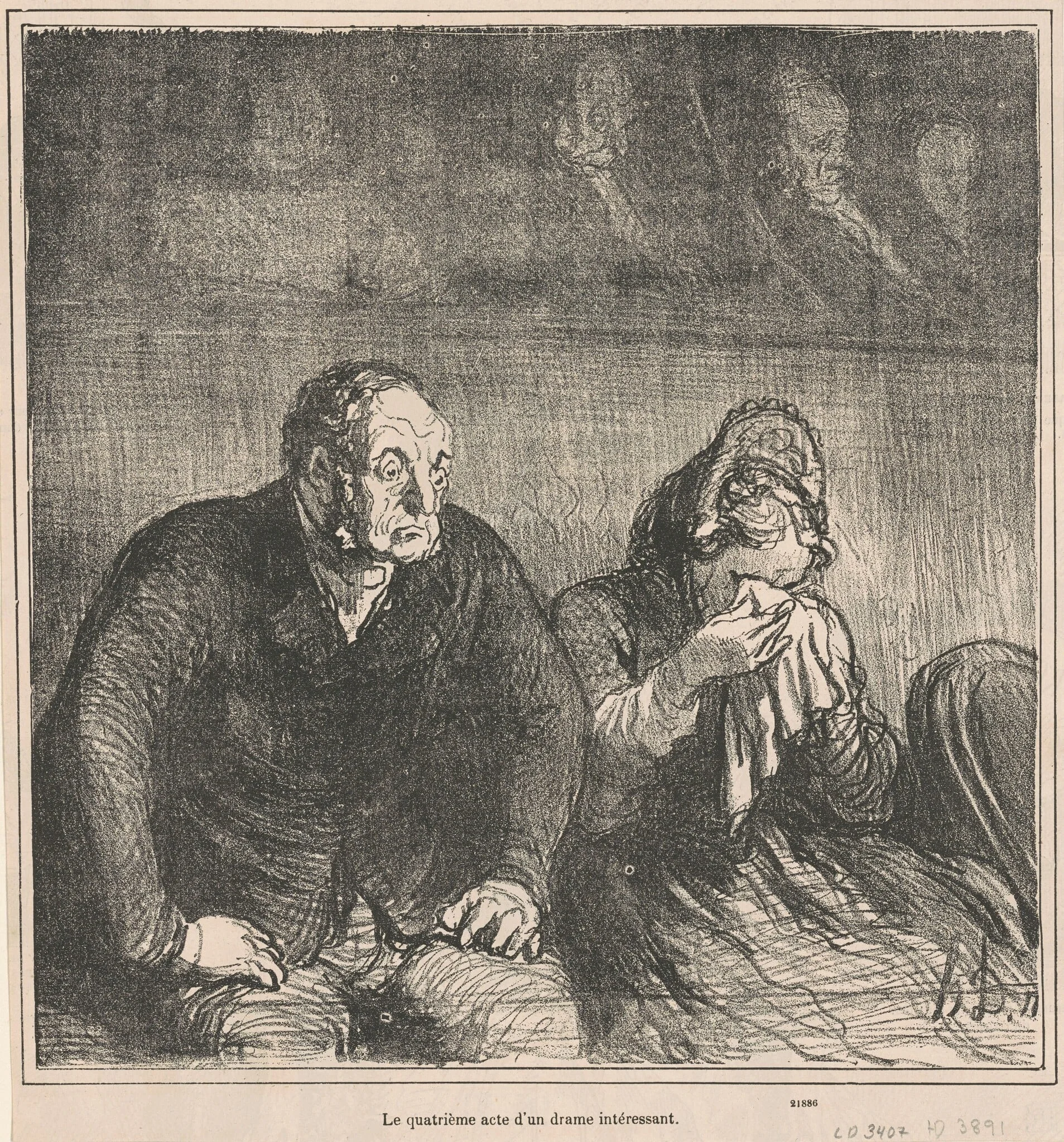 Le quatrième acte d'un drame intéressant, by Honoré Daumier, ink, 1864