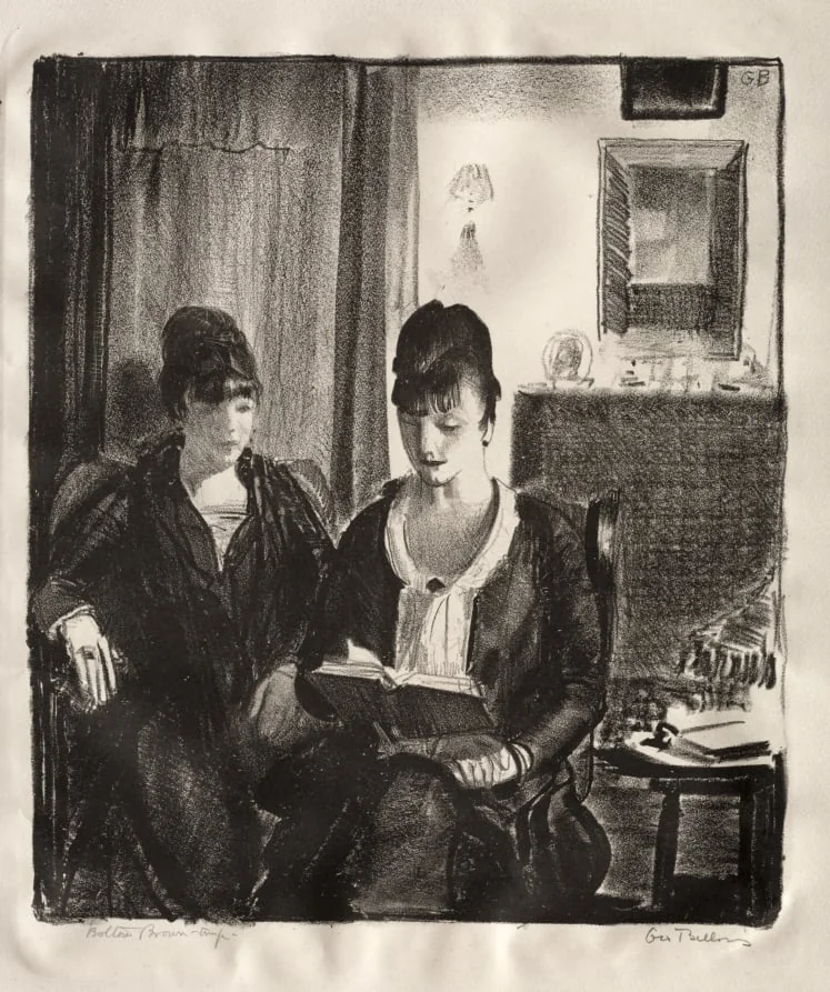Elsie Reading to Emma, Second Stone, by George Bellows, 1921