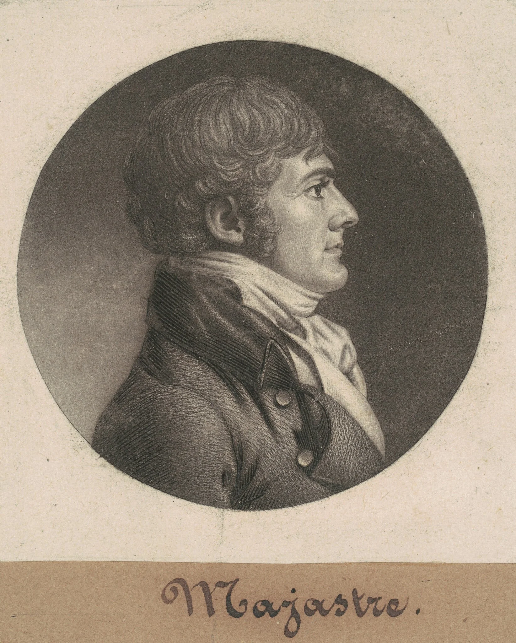 Majastre, by Charles Balthazar Julien Févret de Saint-Mémin, ink, 1807