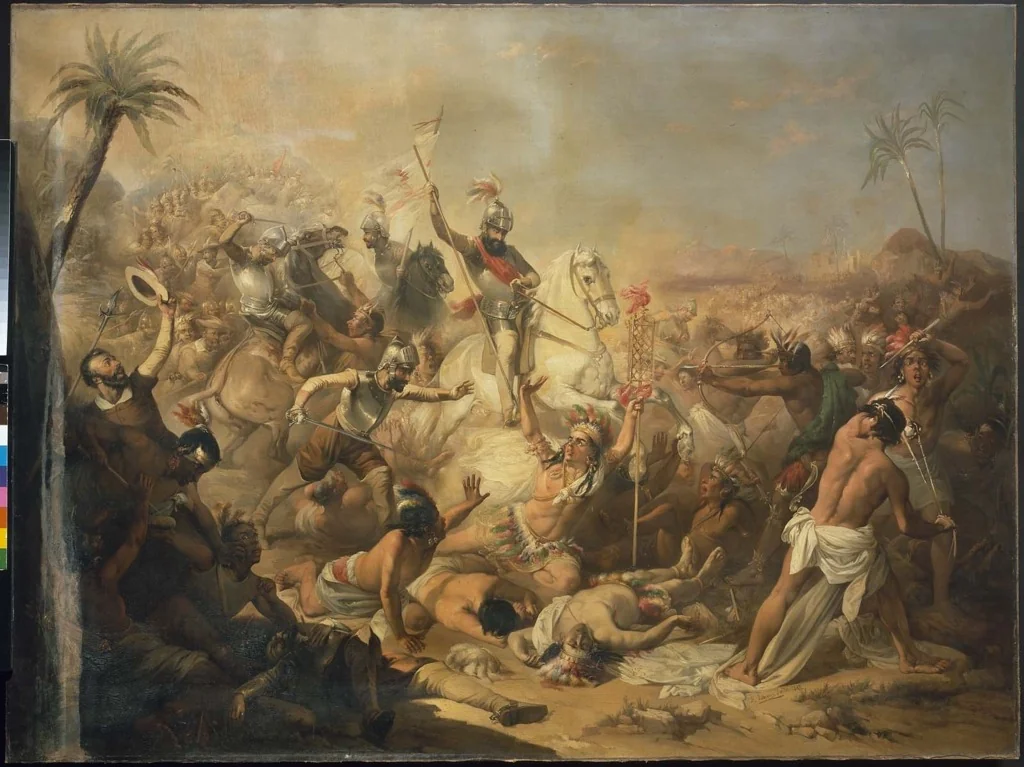 Battle of Otumba, by Manuel Rodríguez de Guzmán, oil, 1852