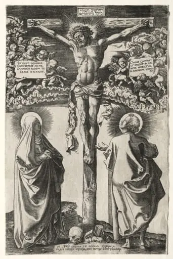 Christ on the cross between the virgin and St. John