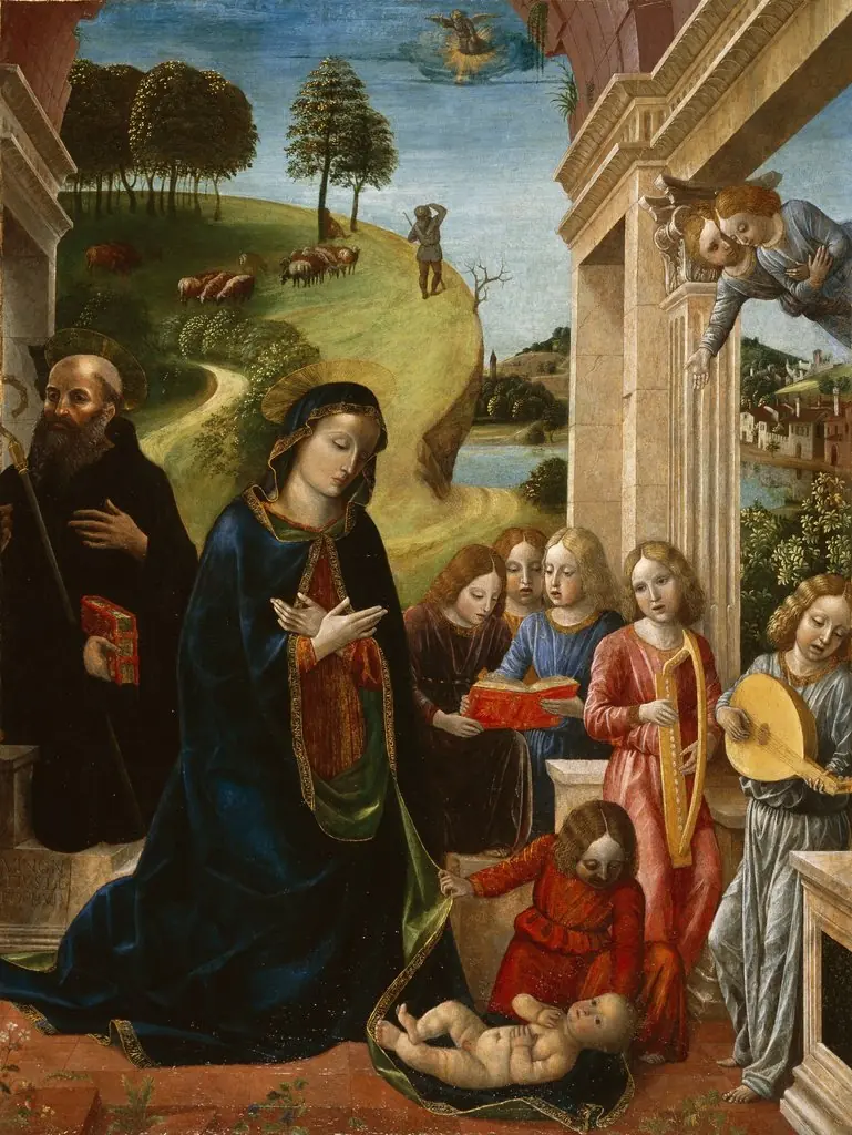 Adoration of the Child with St. Benedict and Angels