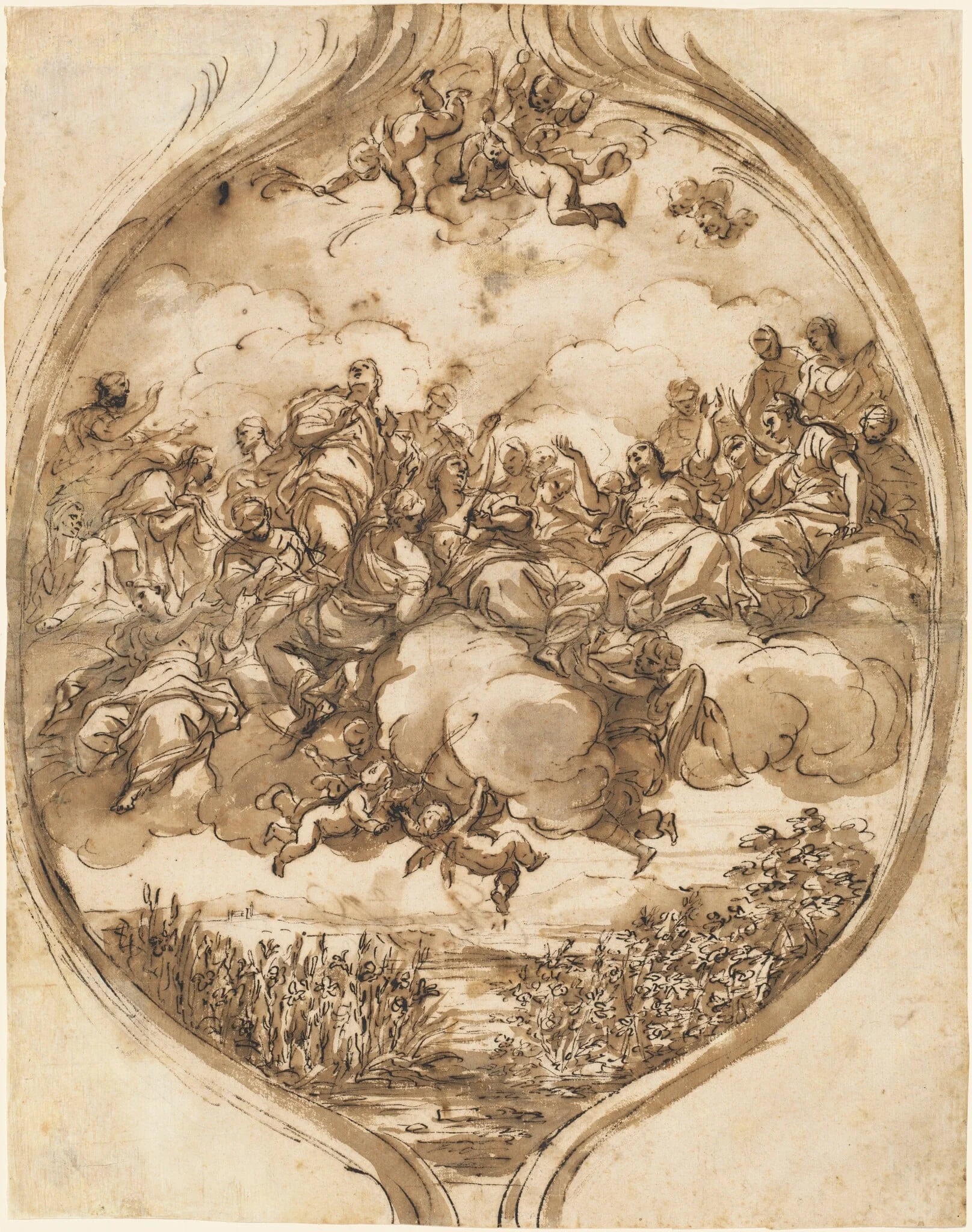Cloud-Borne Saints above a Lake