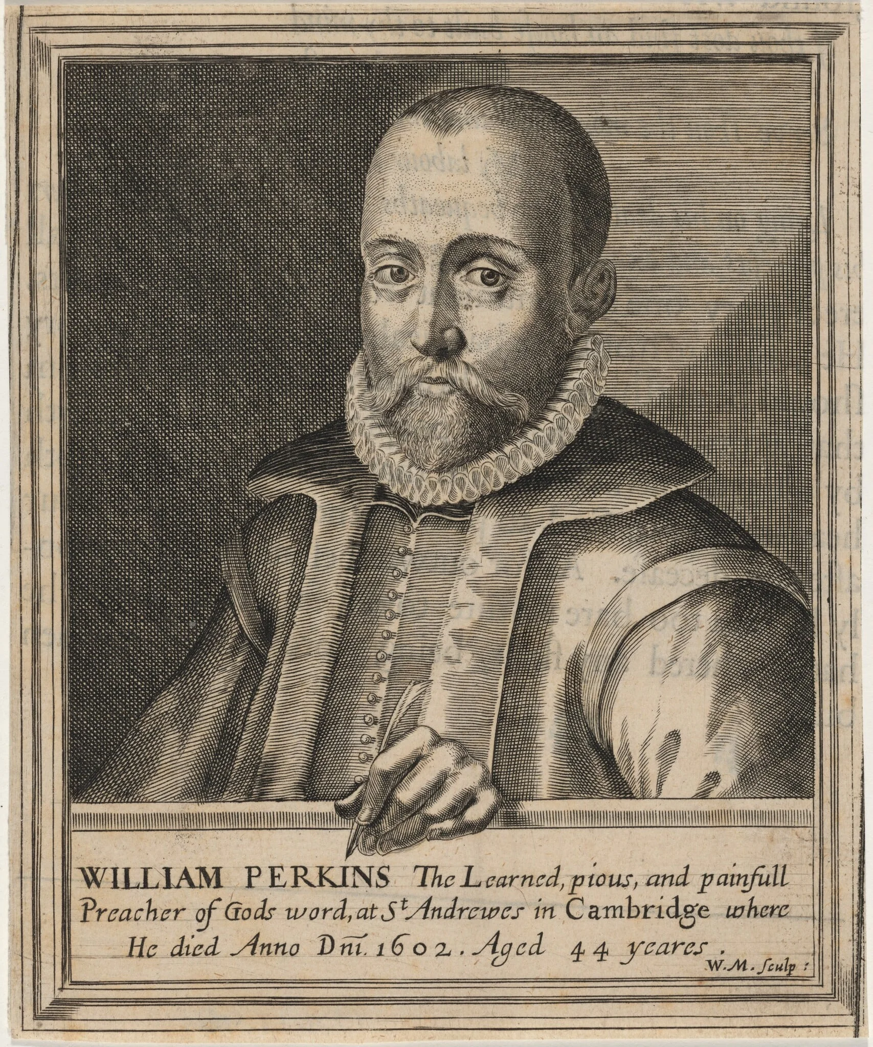 William Perkins, Preacher, by William Marshall, ink, 1642