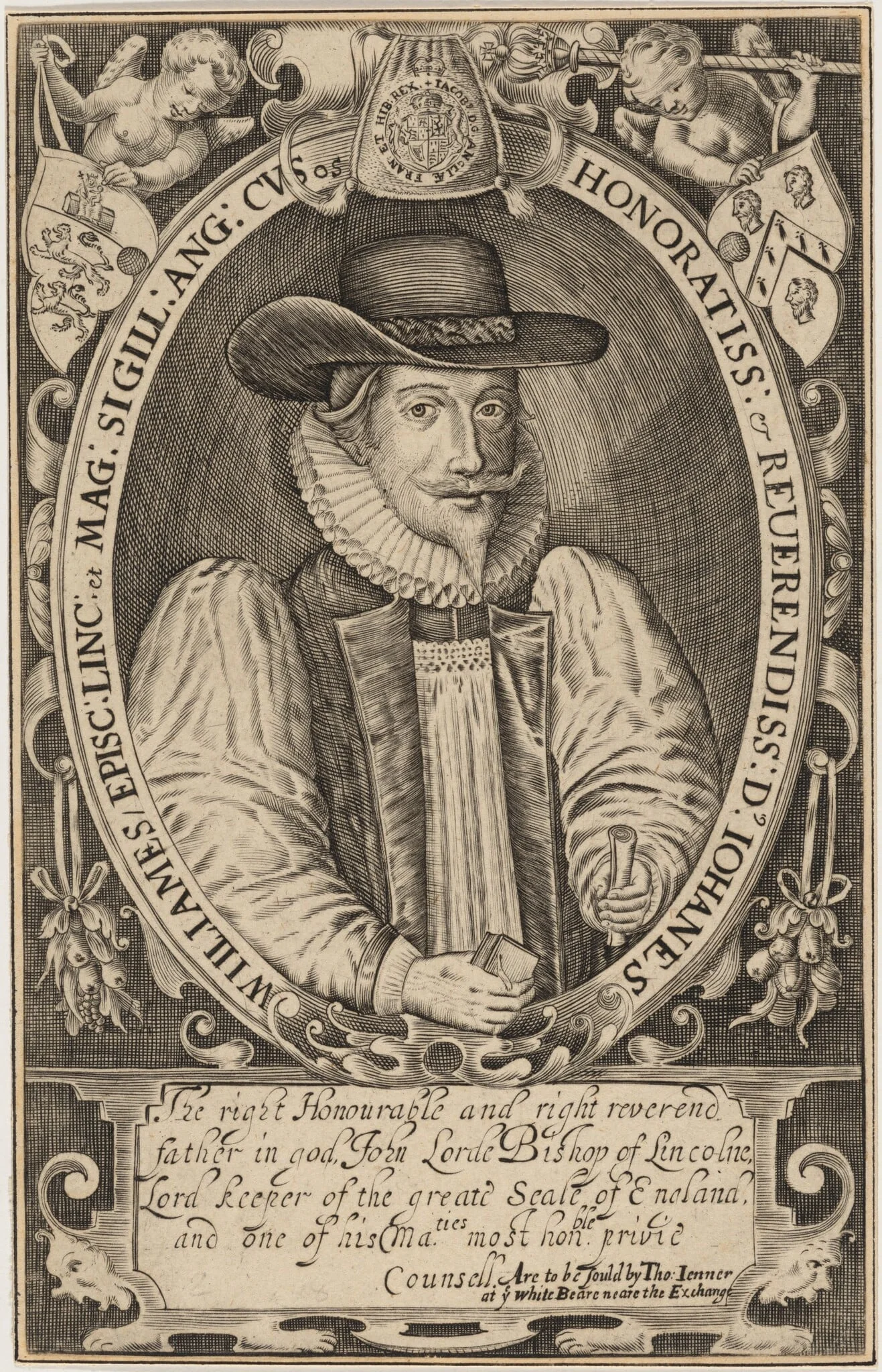 John Williams, Archbishop of York, Lord Keeper, by Unknown 19th Century, ink, 1850