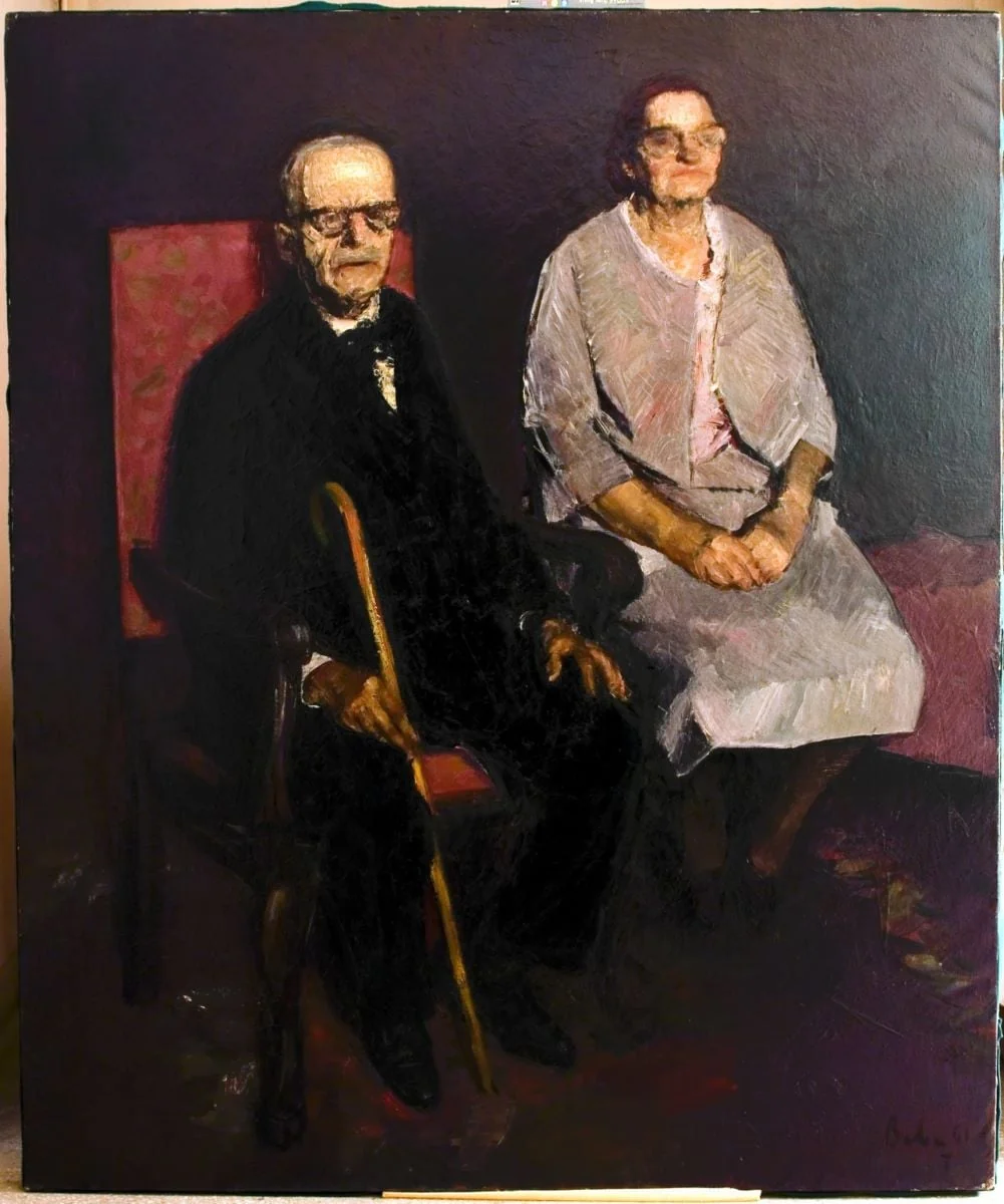 Tudor Arghezi cu soția, by Corneliu Baba, unspecified