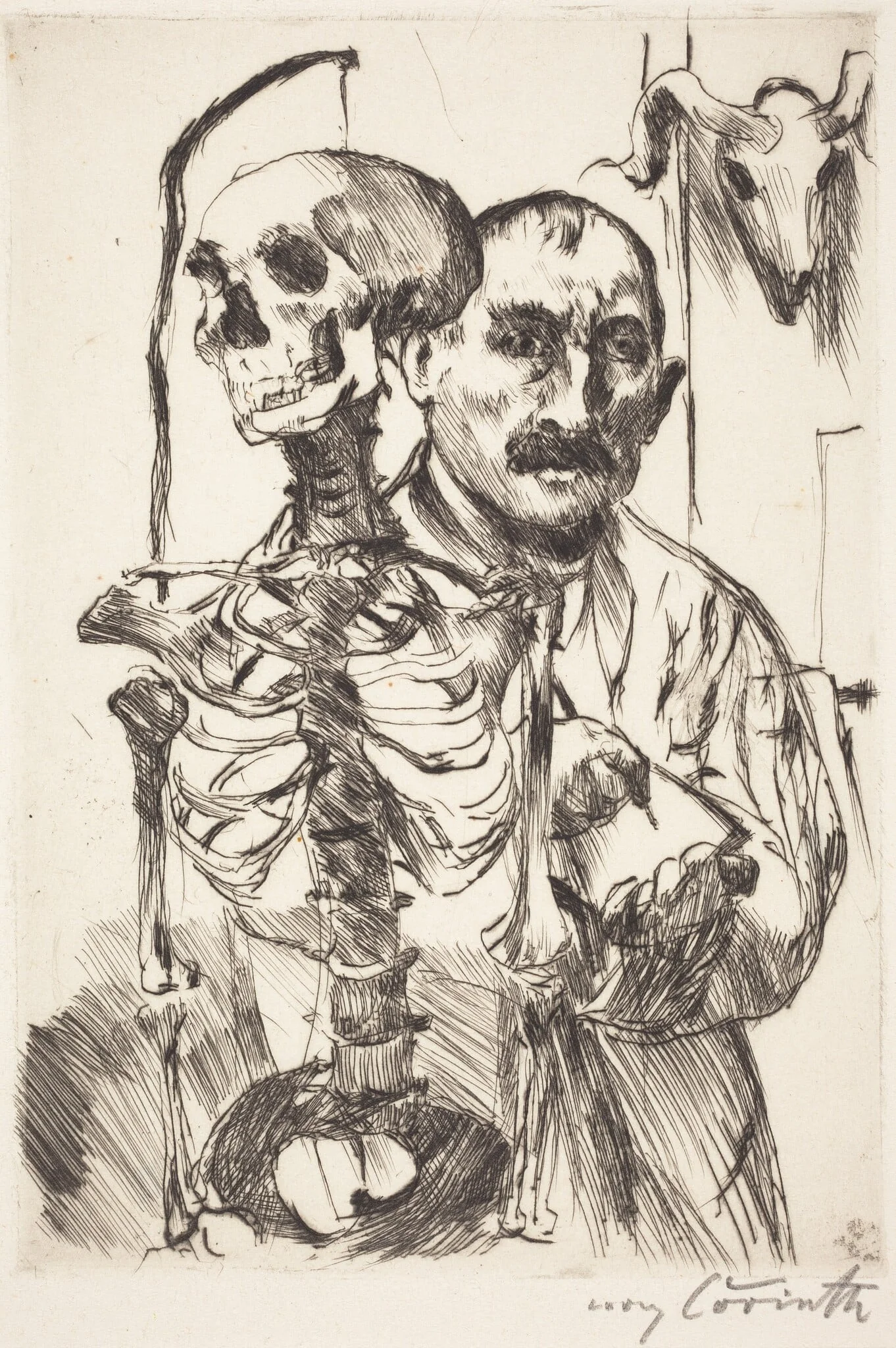 Der Künstler und der Tod II (The Artist and Death II), by Lovis Corinth, ink, 1916