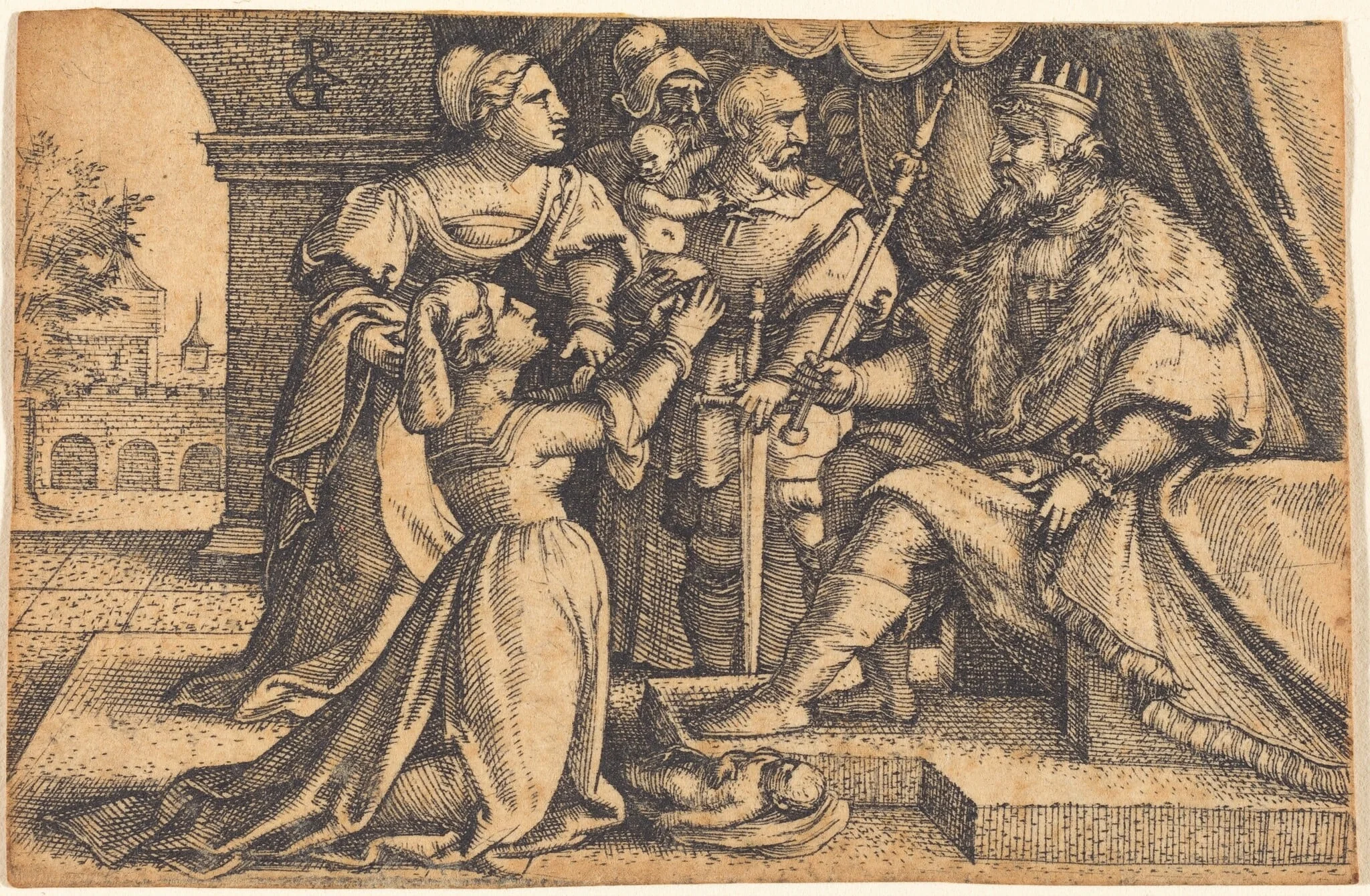 The Judgment of Solomon, by Georg Pencz, ink, 1525