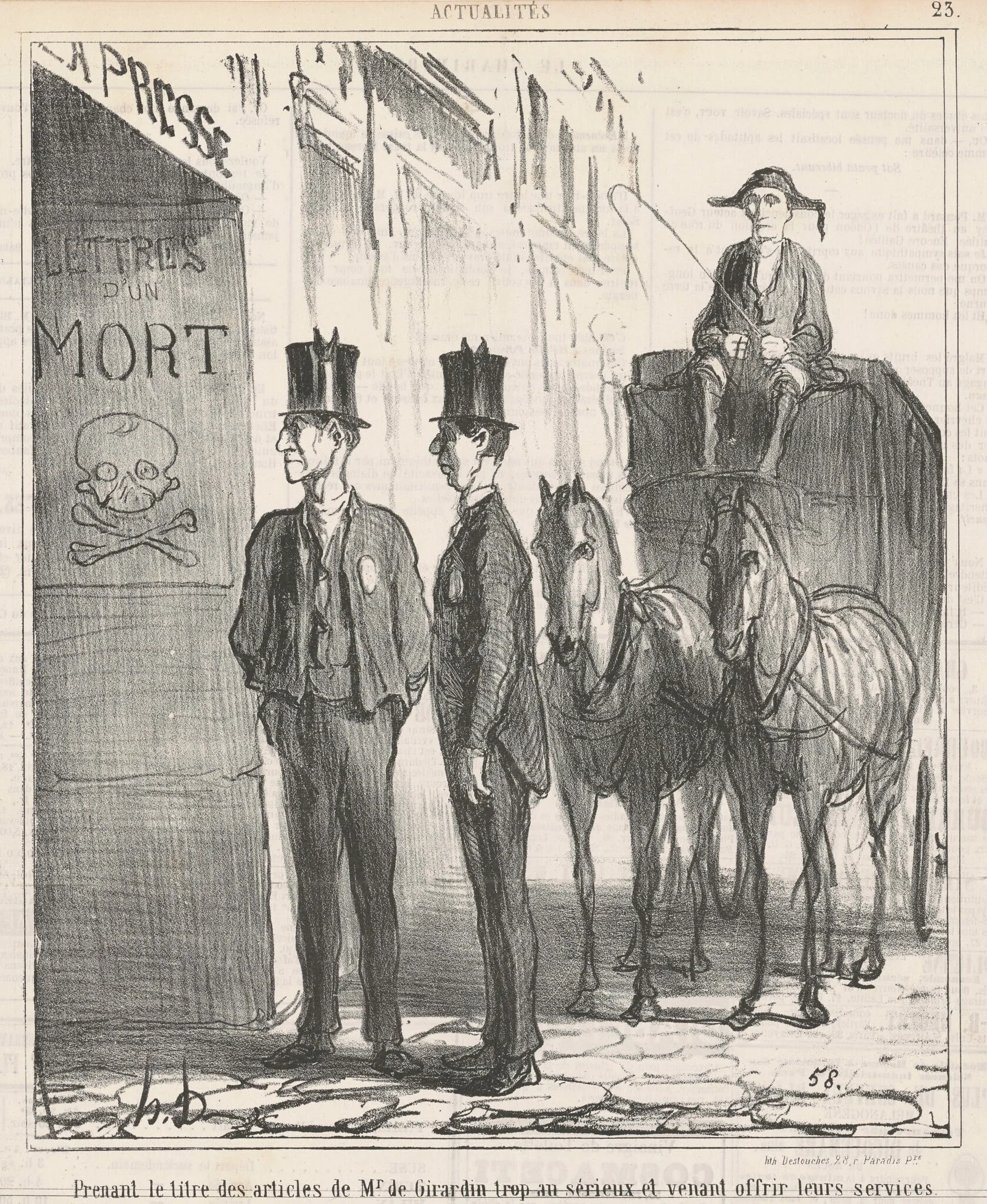 Prenant le titre ... de Mr de Girardin trop au sérieux ..., by Honoré Daumier, ink, 1866