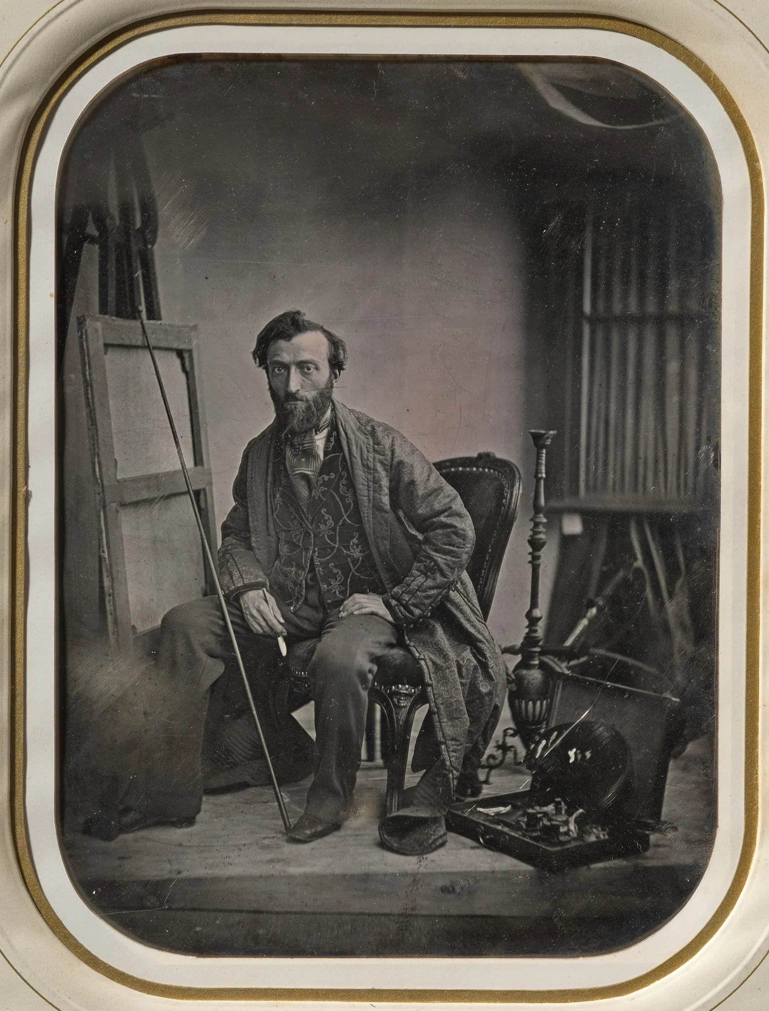 Self-Portrait in Painting Studio, by Camille Dolard, 1843