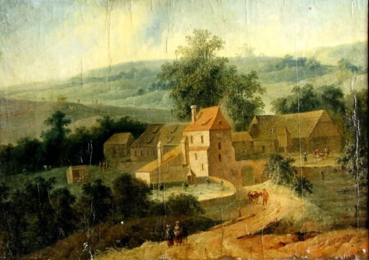 Peisaj deluros cu moară, by Christian Hülfgott Brand, unspecified