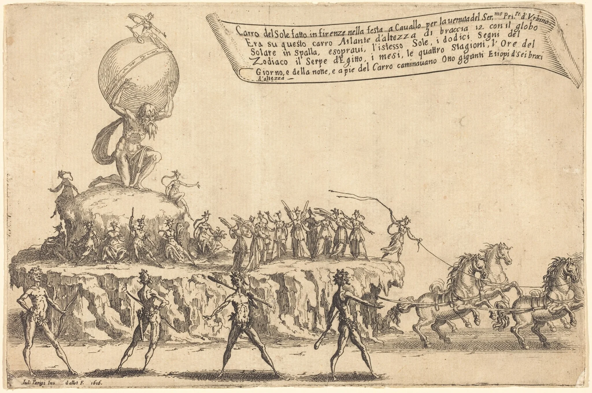 The Float of the Sun, by Jacques Callot, ink, 1616