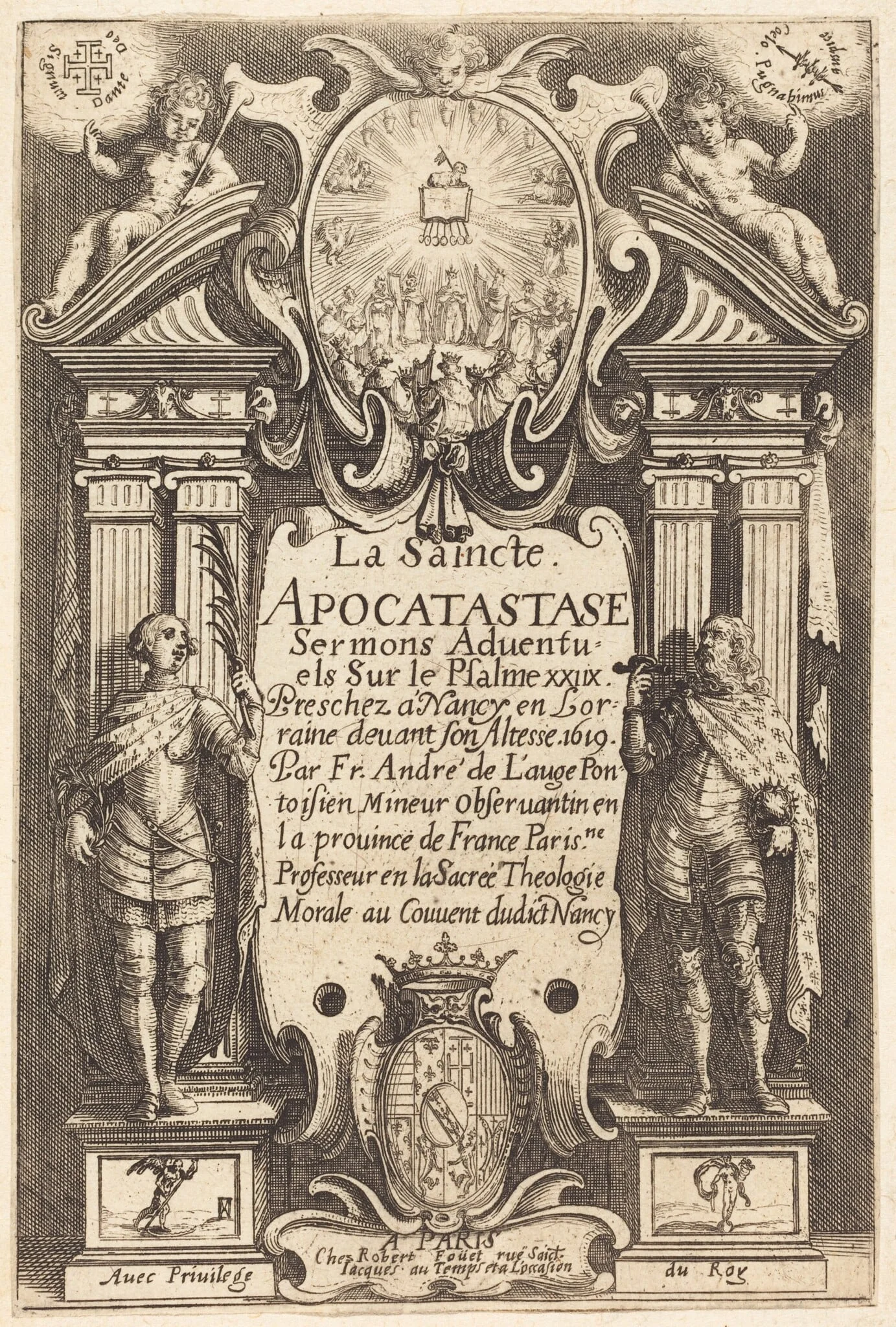 Frontispiece of the Holy Apocatastase, by Jacques Callot, ink, 1621