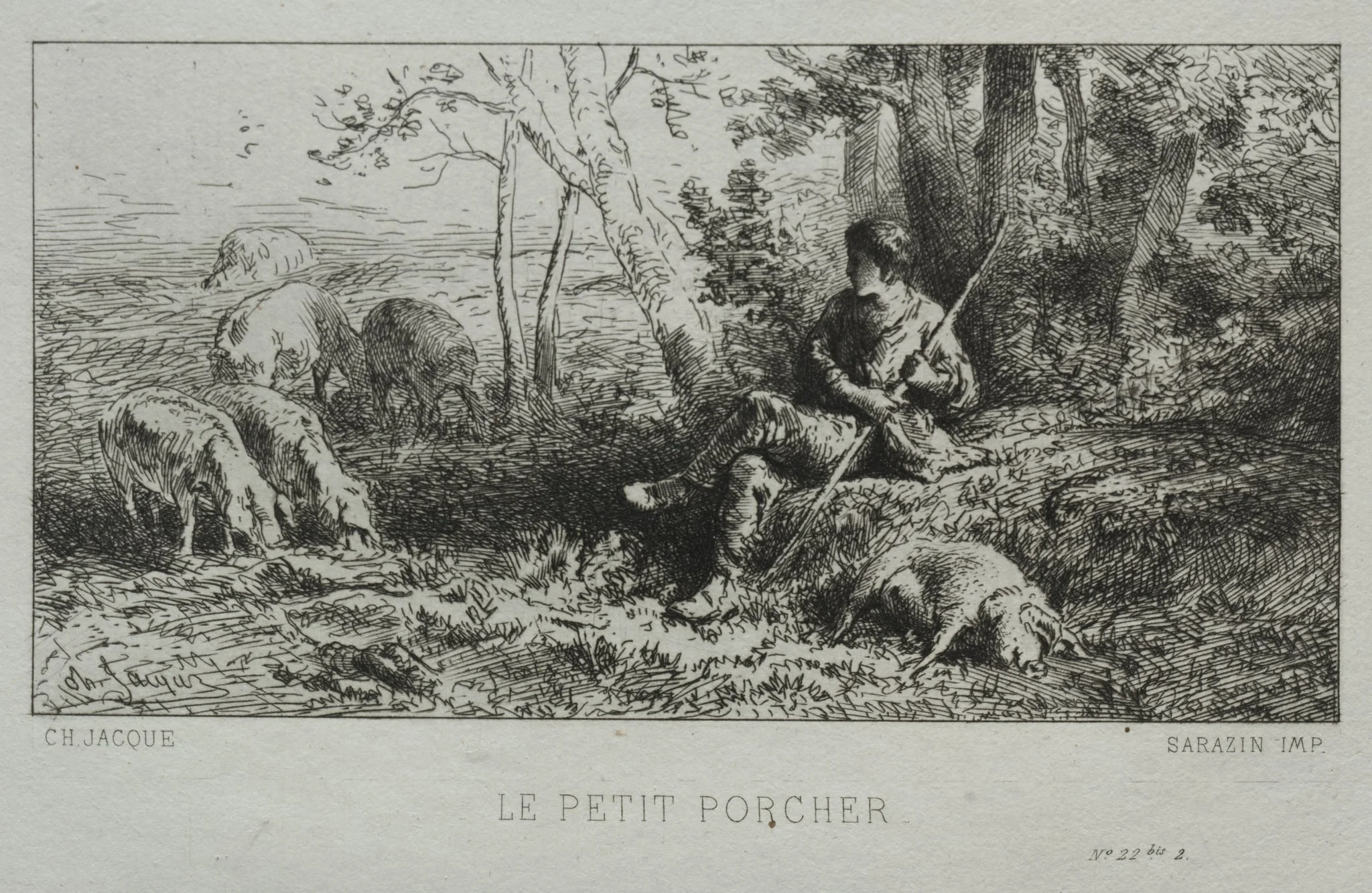The Little Pig Herd, by Charles Jacque, 1864
