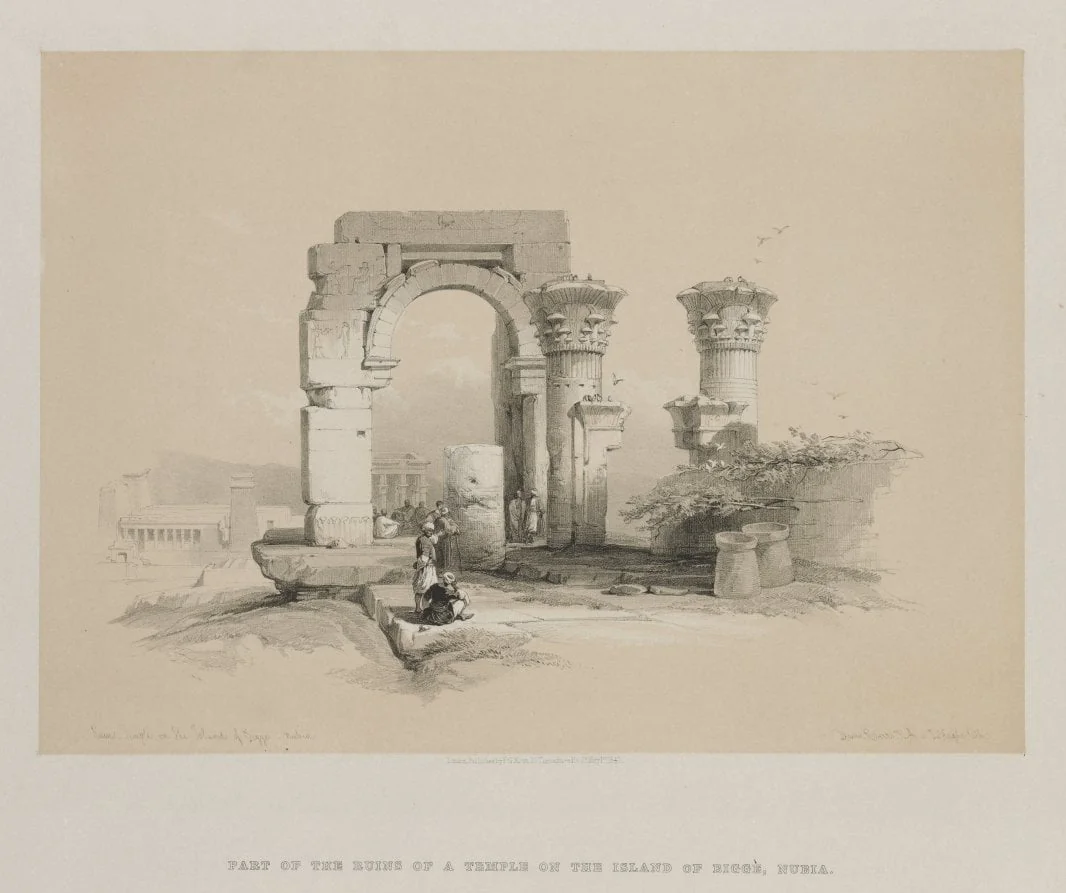 Egypt and Nubia, Volume II: Ruins - Temple on the Island of Biggeh, Nubia, by Louis Haghe, 1847