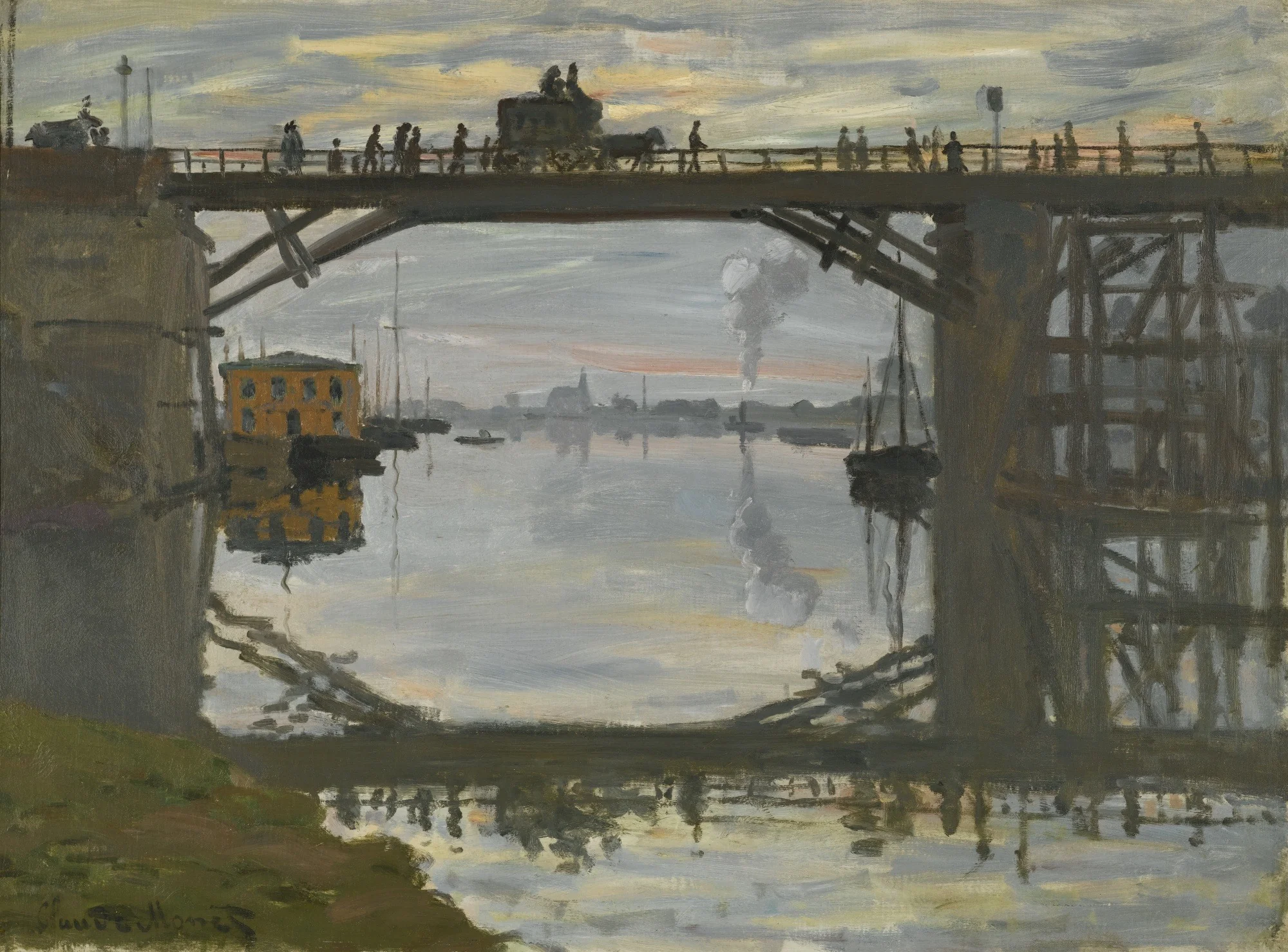 The Highway Bridge under repair, by Claude Monet, oil, 1872