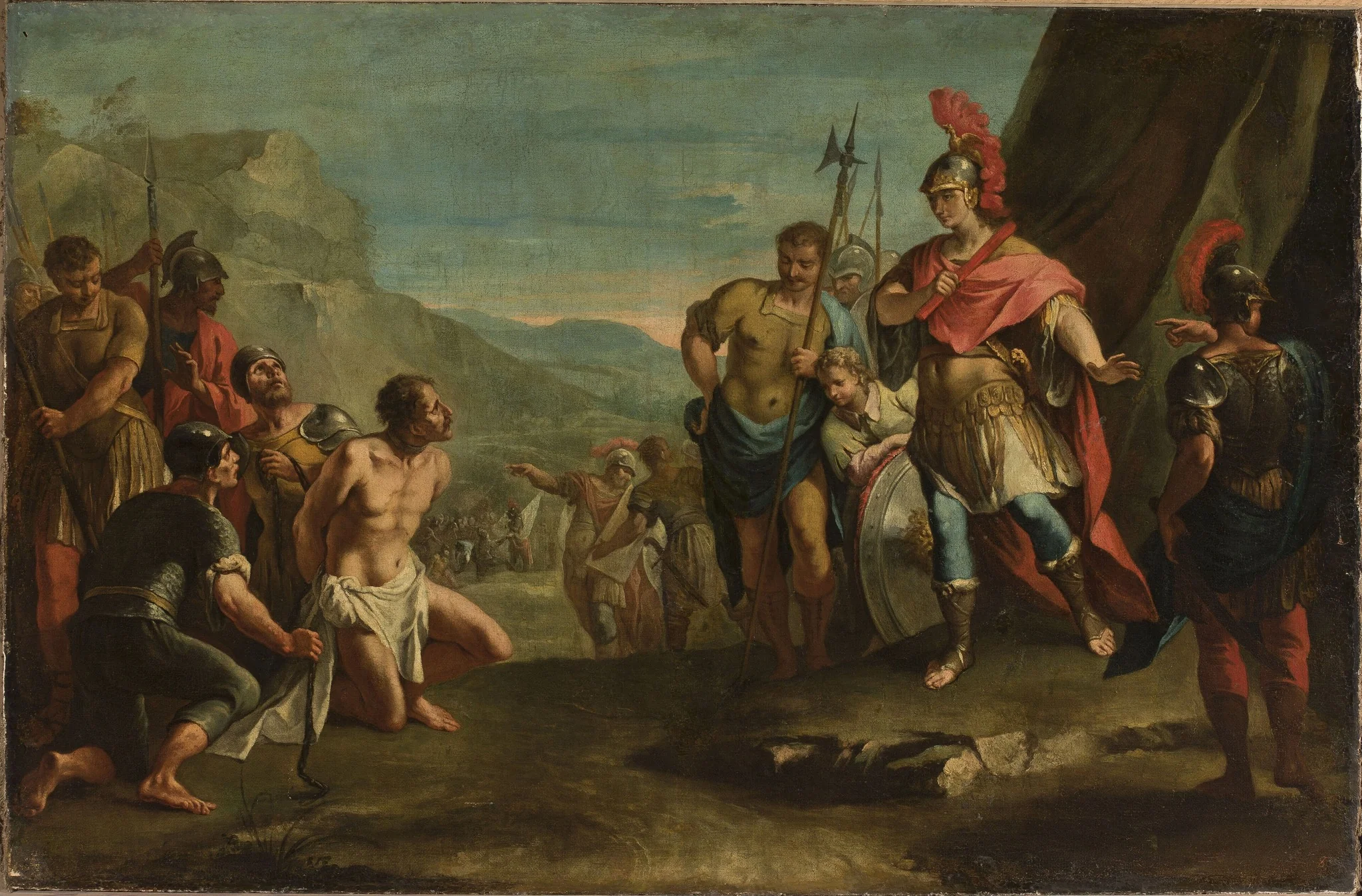 Killer of Darius before Alexander (King Porus and Alexander the Great), by Unknown, oil, 1662