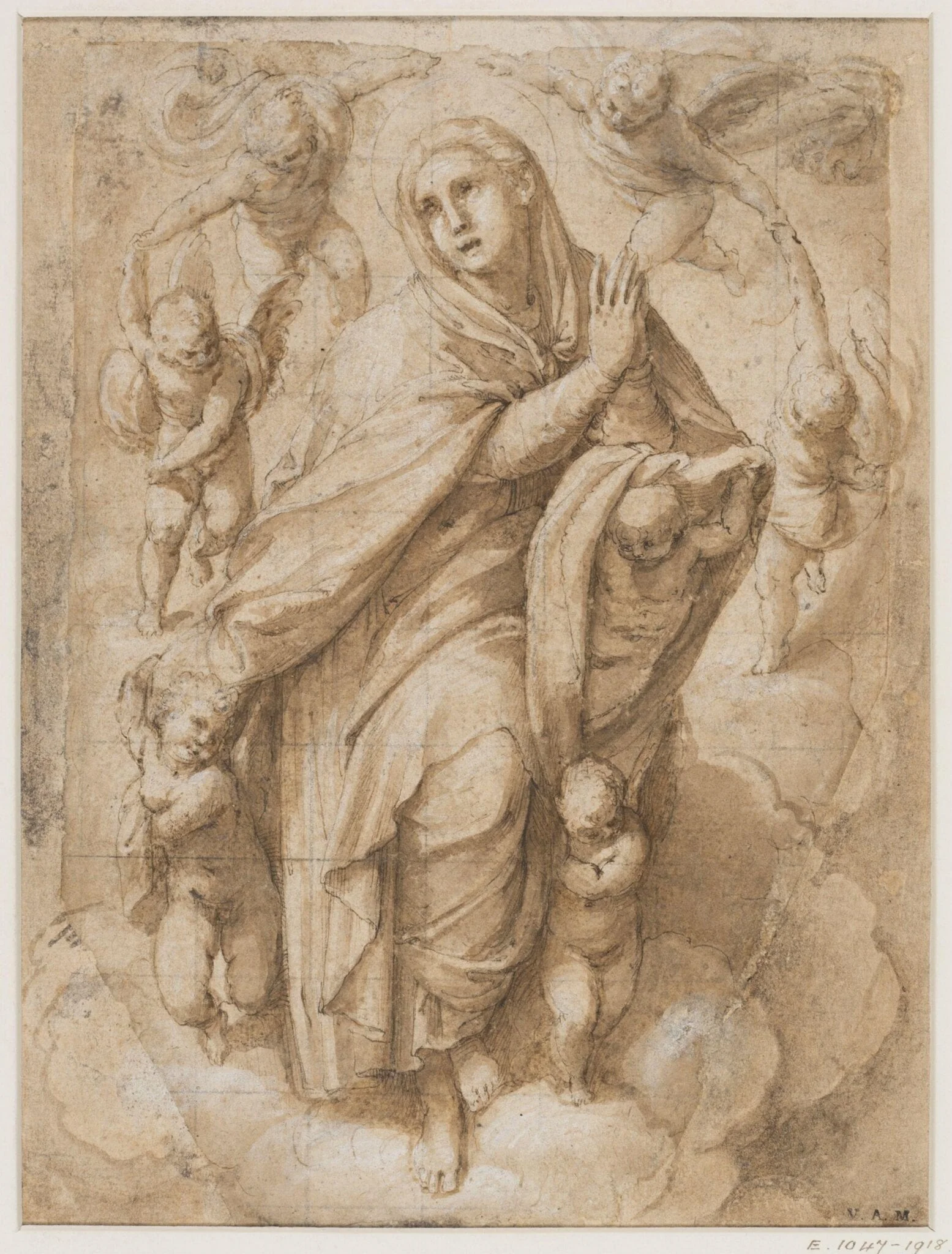A female saint surrounded by cherubs, by Annibale Carracci, 1550
