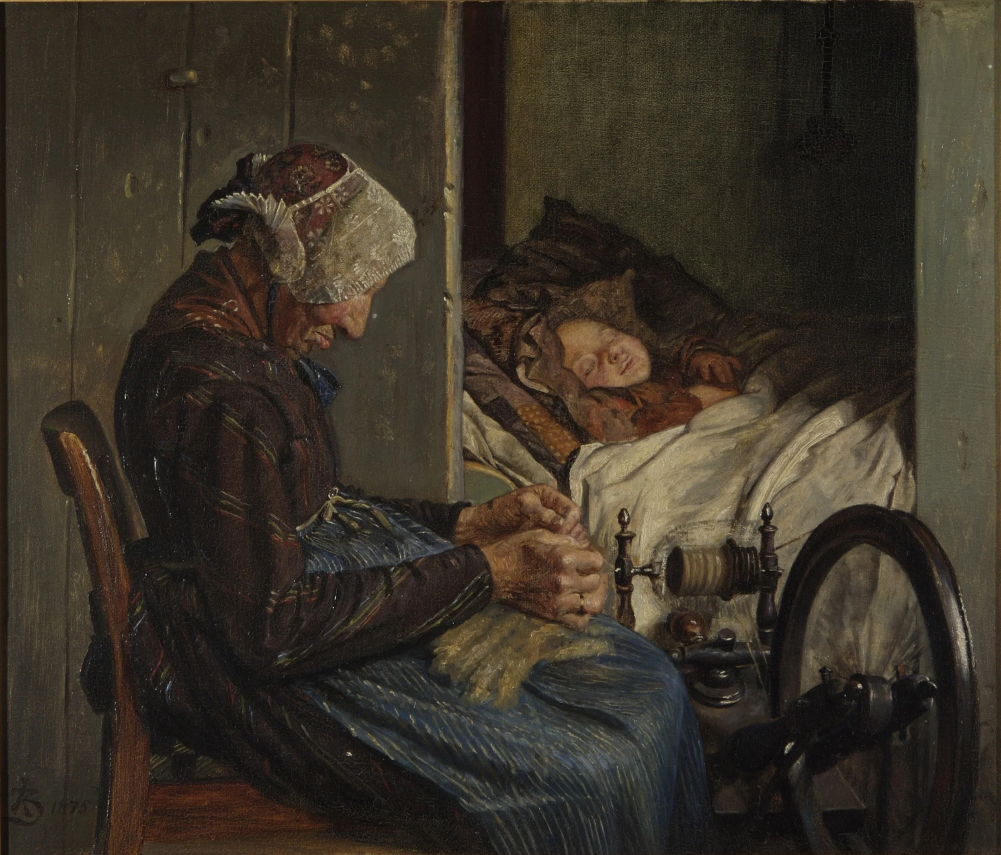 Bedstemoder med sit barnebarn, by Kristian Zahrtmann, oil, 1875