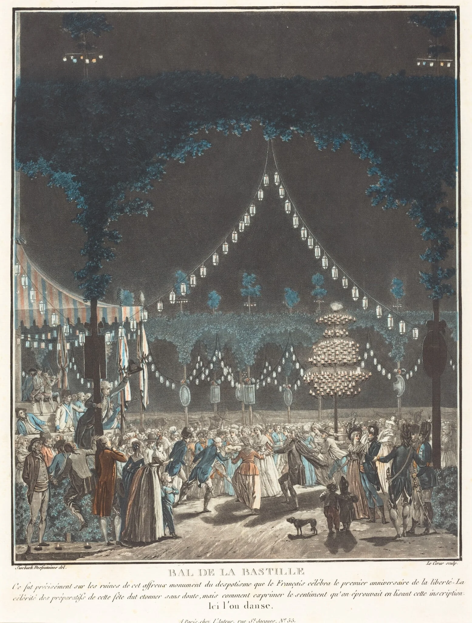 Bal de la Bastille, by Louis Le Coeur, ink, 1790