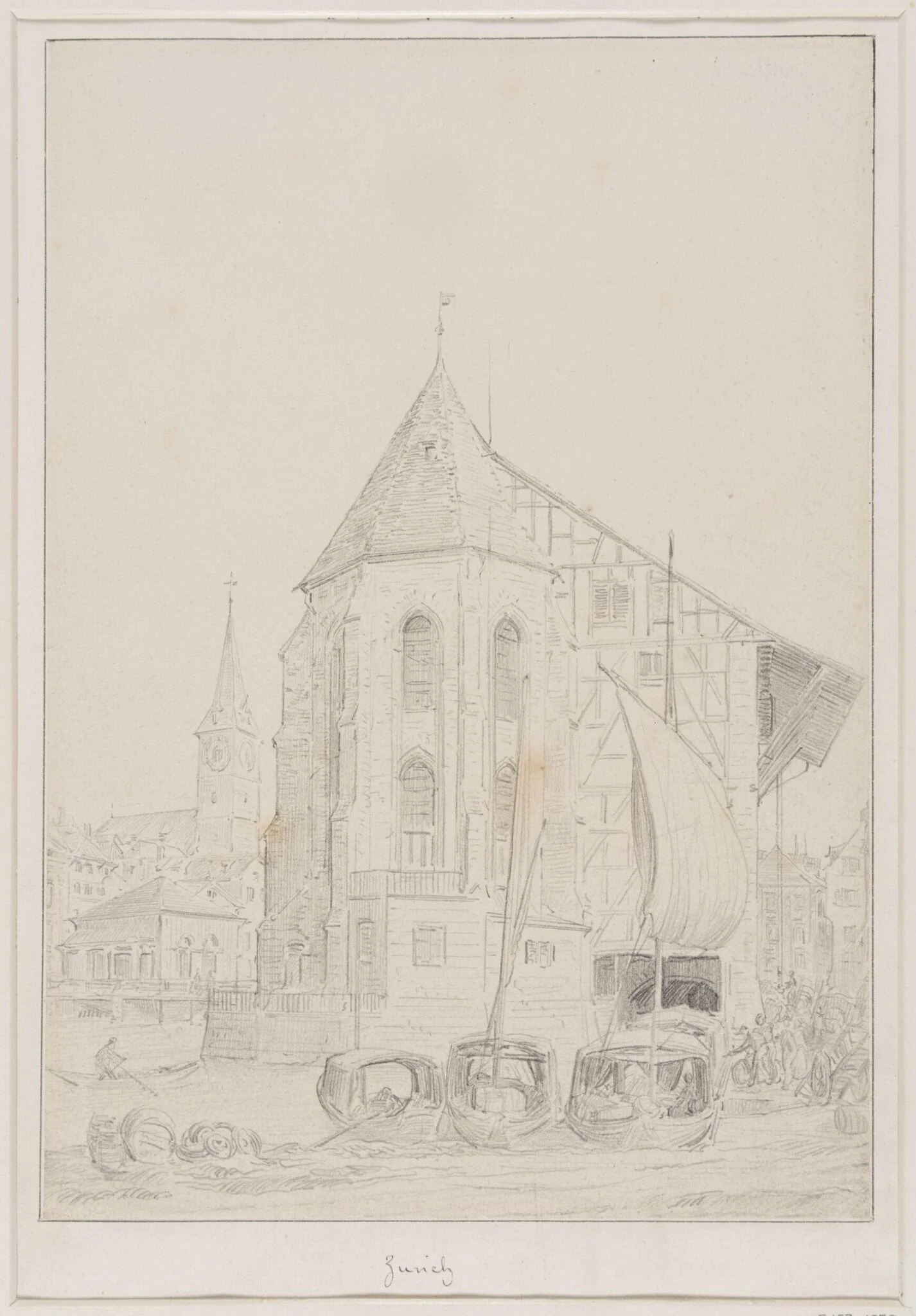 The Wasserkirche, Zurich, by A.W.N. Pugin, 1838