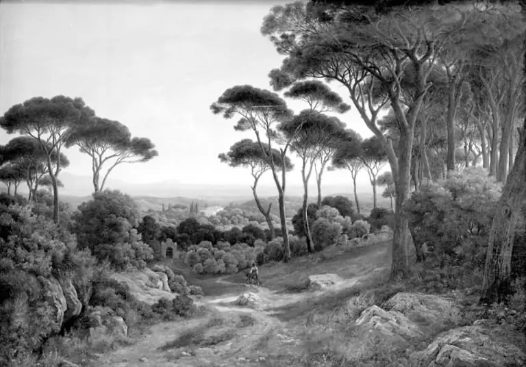 Udsigt fra Villa Barberini i Albano ved Campagnen til Monte Felice