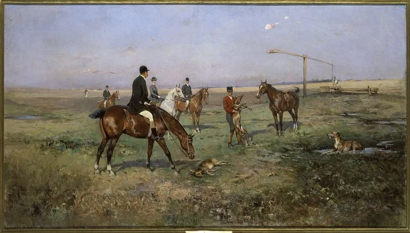 After hunting, by Tadeusz Ajdukiewicz, oil, 1894