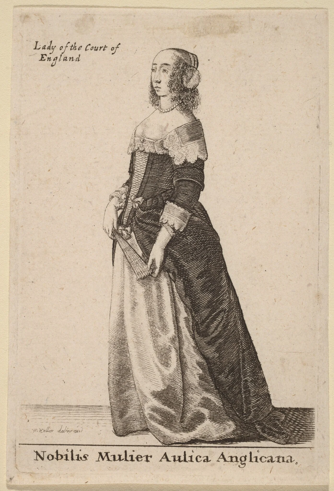 Nobilis Mulier Aulica Anglicana, by Wenceslaus Hollar, ink, 1643