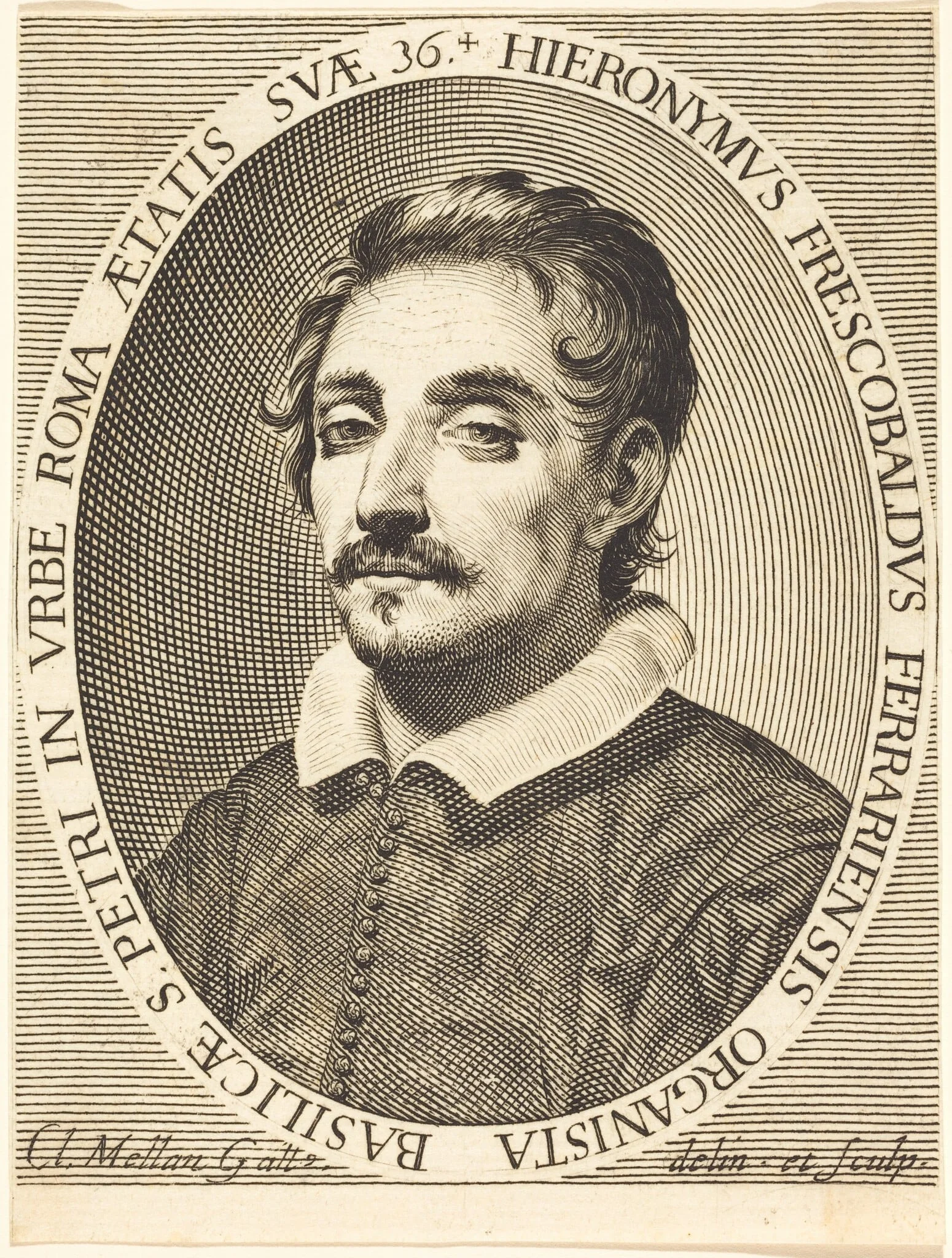 Girolamo Frescobaldi, by Claude Mellan, ink, 1619