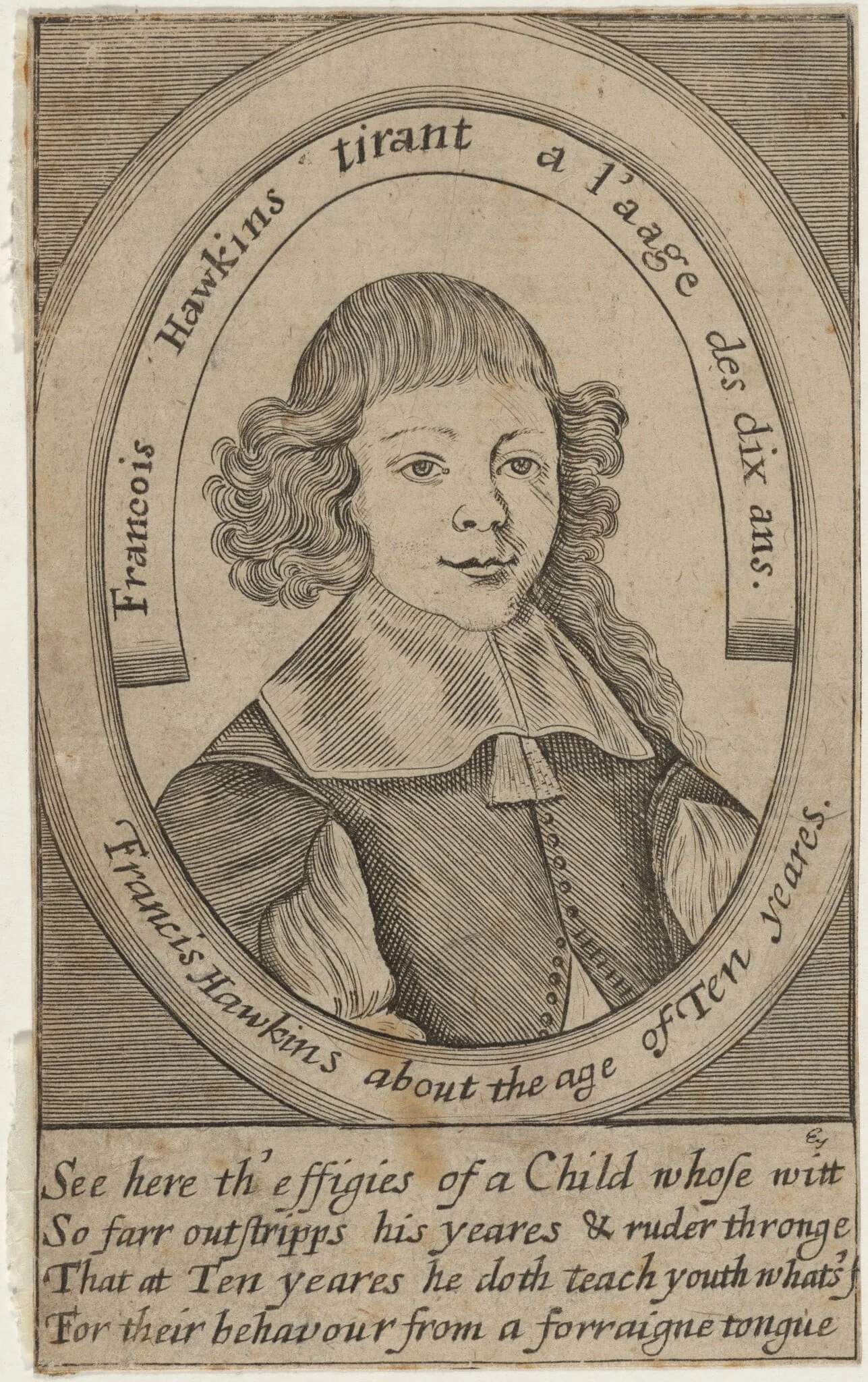 Francis Hawkins, by John Payne, ink, 1627