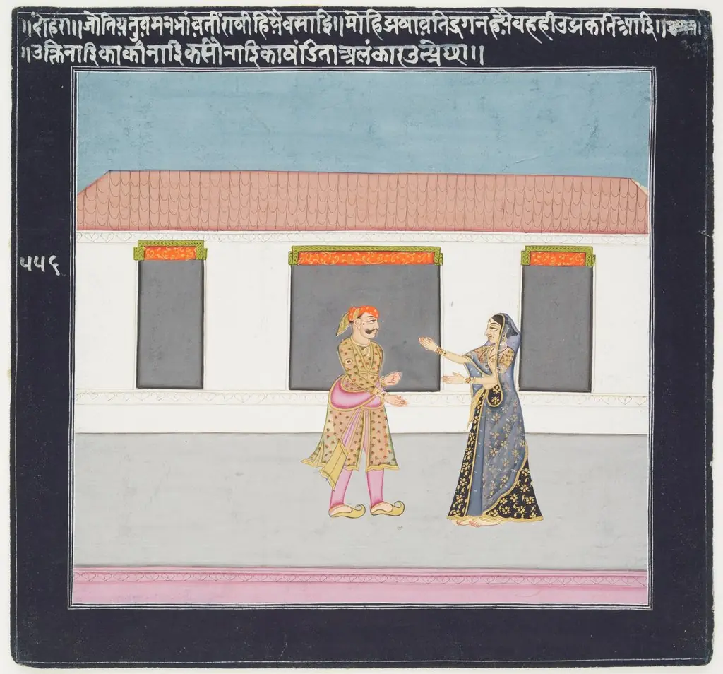 Hero and Heroine Subject: Lady Greeting Lover in Courtyard