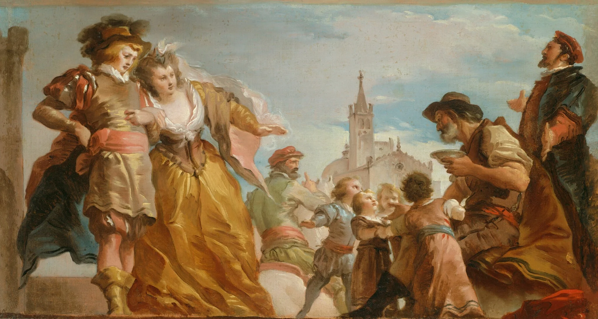 The Meeting of Gautier, Count of Antwerp, and his Daughter, Violante, by Giuseppe Cades, oil, 1787