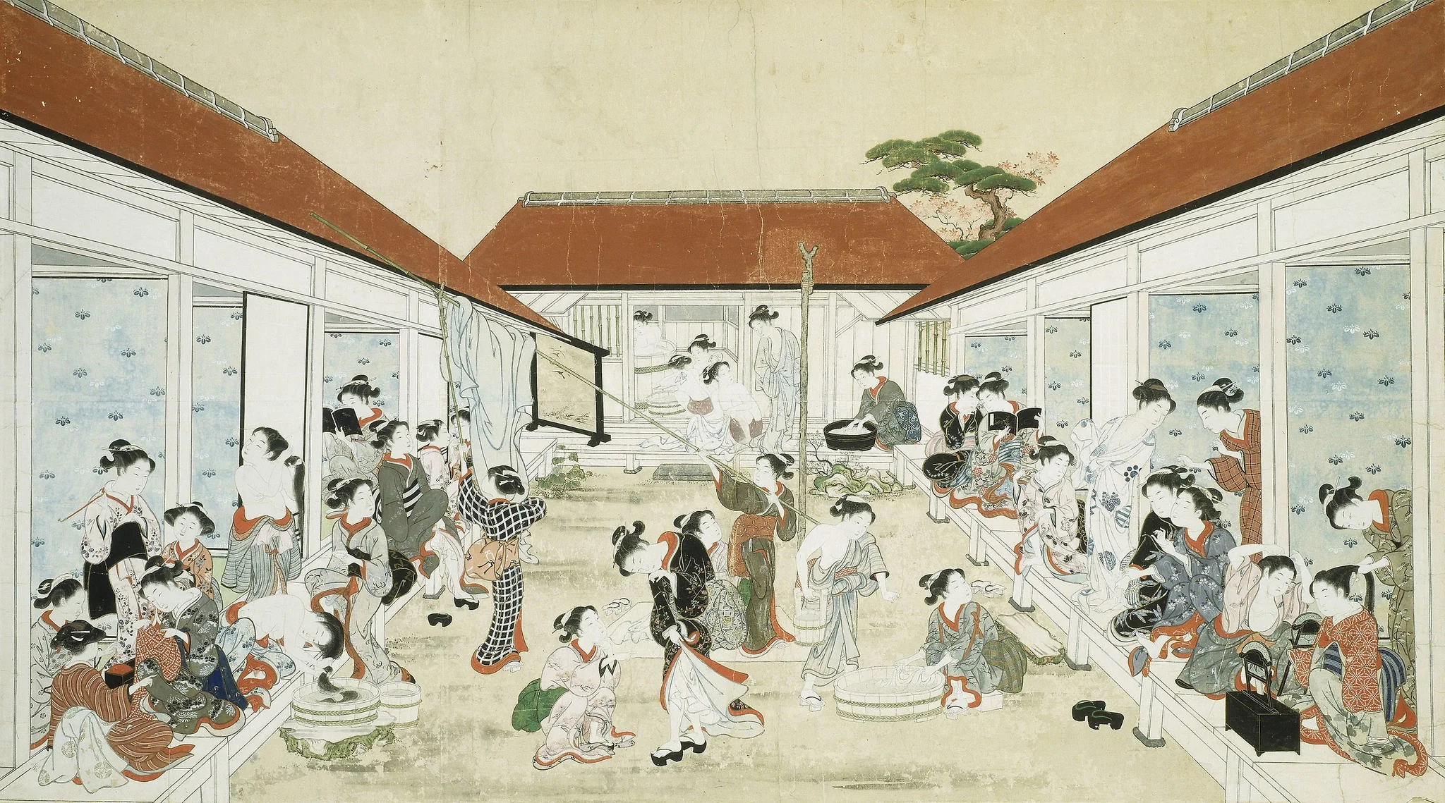 Women's Bathhouse and Laundry, by Kitao Shigemasa, unspecified, 1825