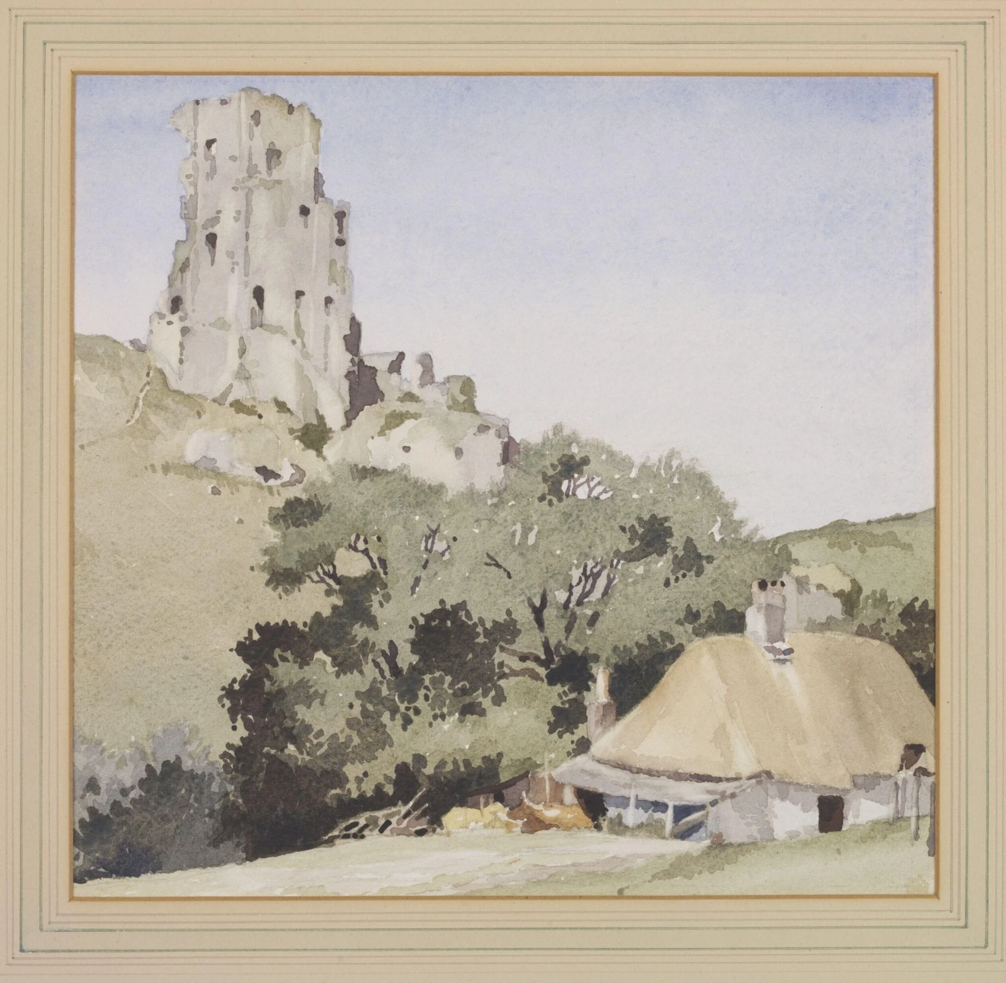 Corfe Castle, by Longley, watercolor, 1940
