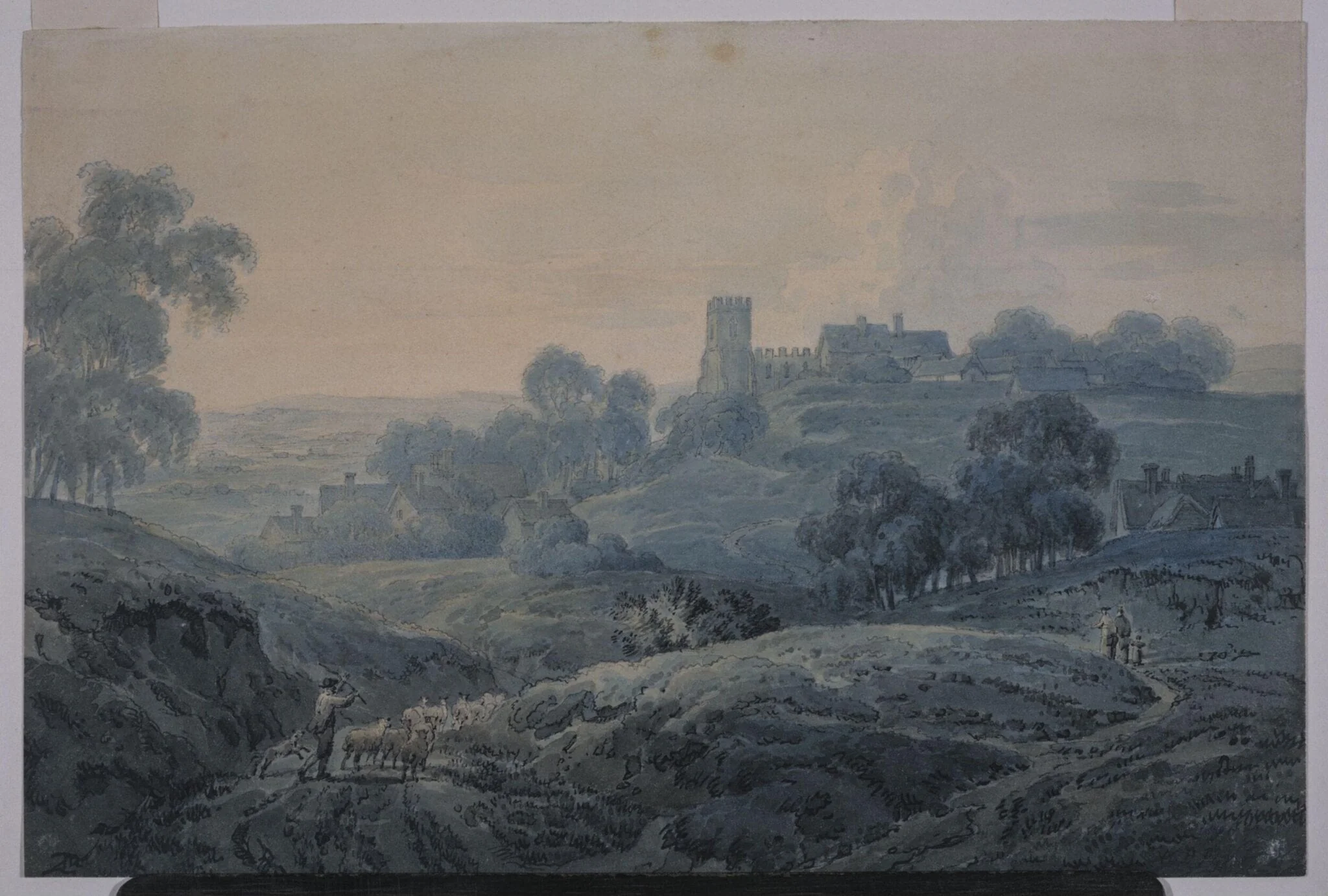 Landscape with church and cottages