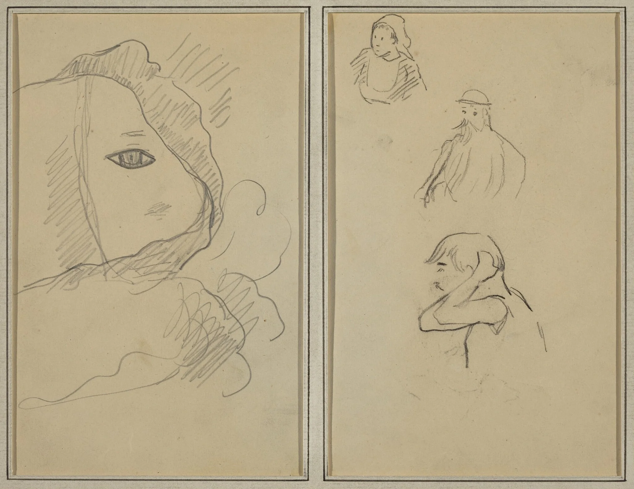 Eye and Part of Face; A Breton Woman and Two Men [recto]