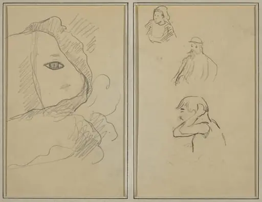 Eye and Part of Face; A Breton Woman and Two Men [recto]