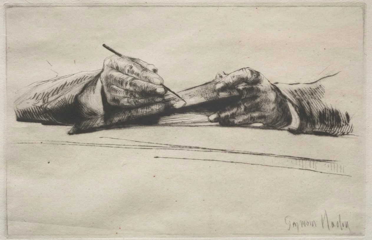 Hands Drypointing, by Francis Seymour Haden, 1865