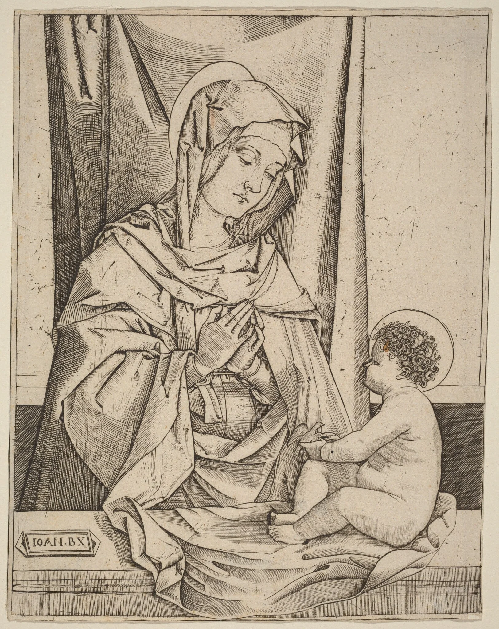 The Virgin and Child, by Benedetto Montagna, ink, 1502
