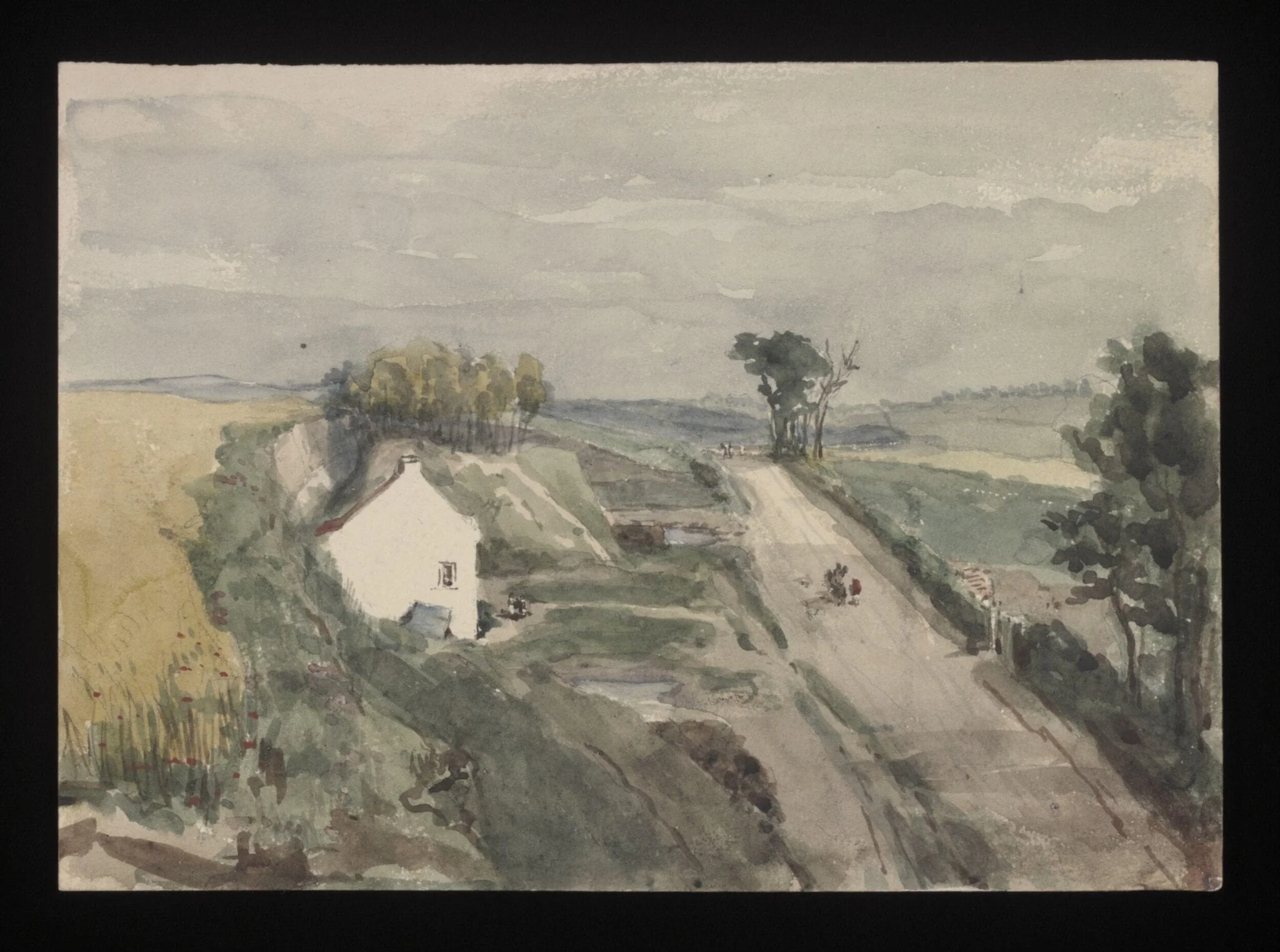 Watercolour drawing by the Grieve family, showing a country scene, near Minster, Kent